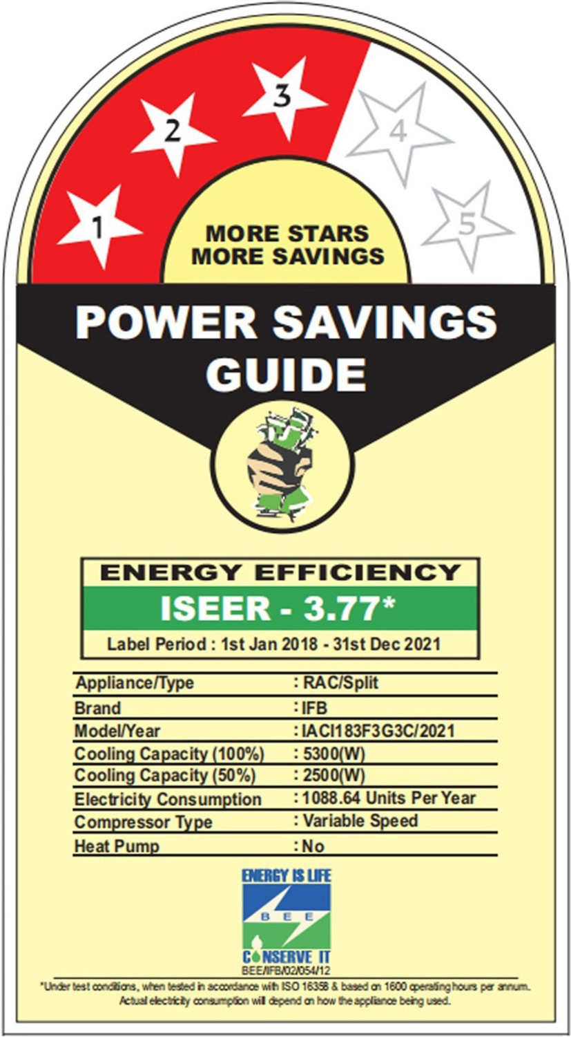 Image of IFB 1.5 Ton 3 Star Split Dual Inverter AC - White (IACI183F3G3C, Copper Condenser)
