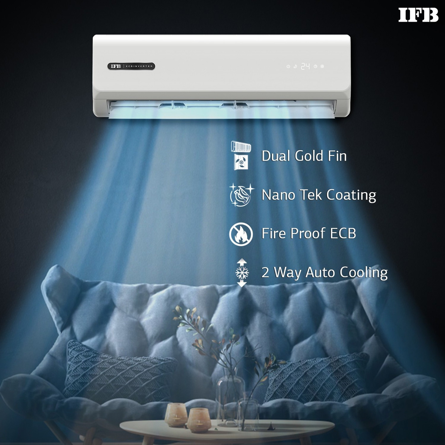 Image of IFB 1.5 Ton 3 Star Split Dual Inverter AC - White (IACI183F3G3C, Copper Condenser)
