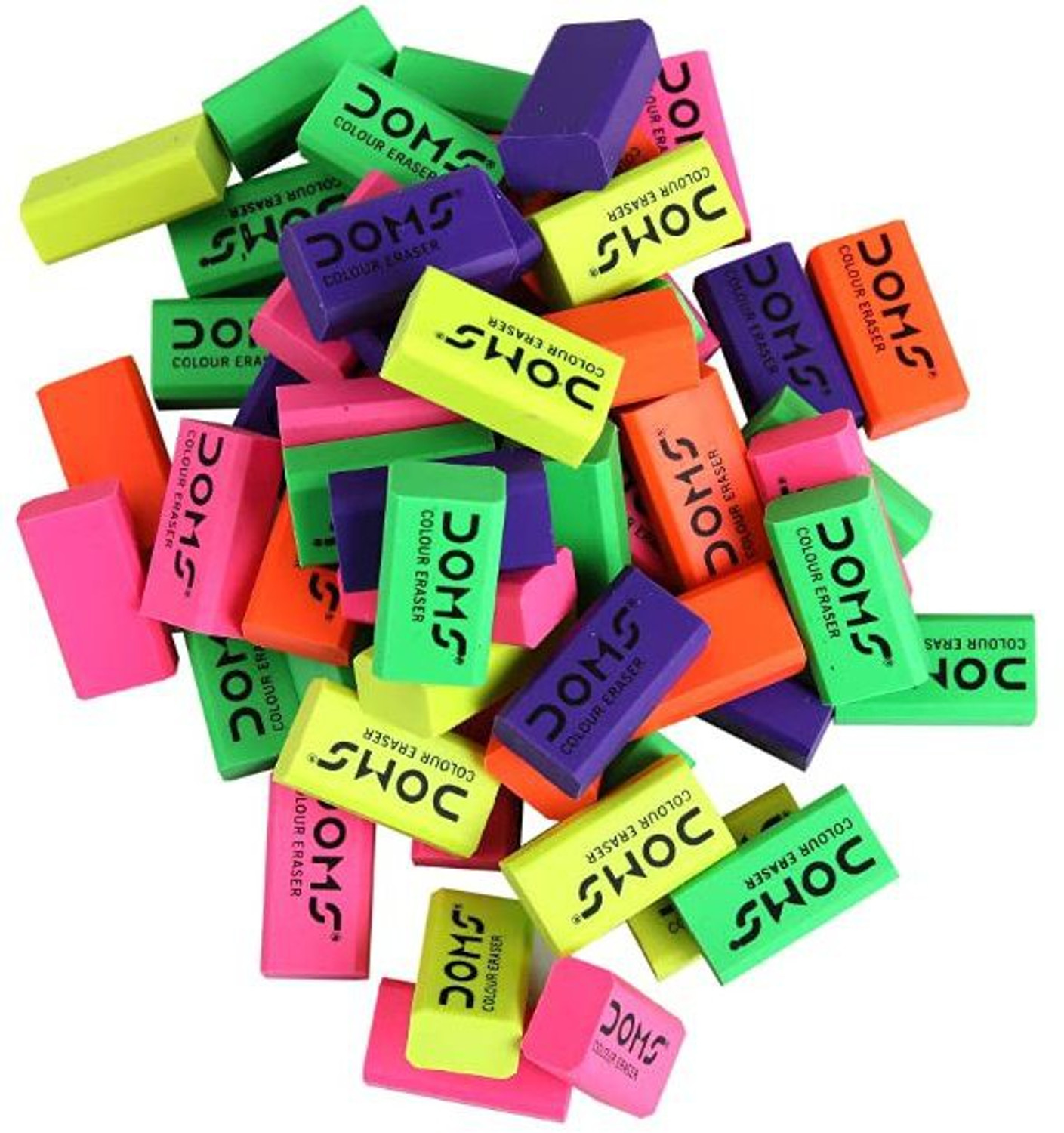 Image of DOMS Dust Free Coloured Non-Toxic Eraser (Set of 100, Multicolor)