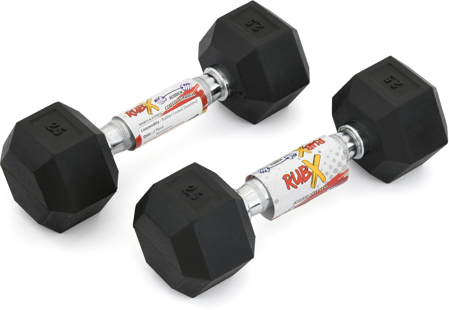 RUBX Hex dumbbells 5kg (2.5kg each) Fixed Weight Dumbbell  (5 kg)