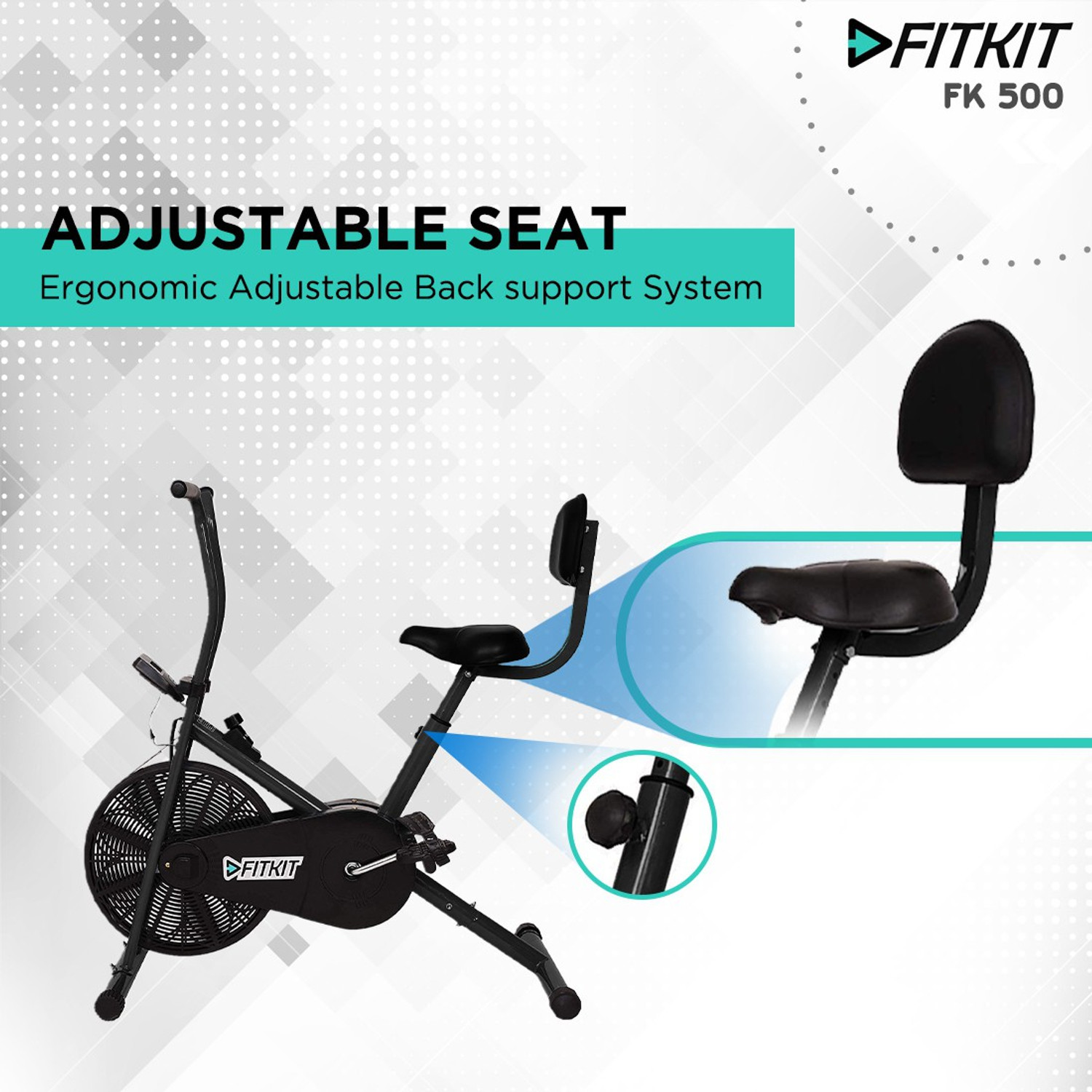 Image of FITKIT by Cultsport FK 500 Airbike with back seat and Free Installation Upright Stationary Exercise Bike
