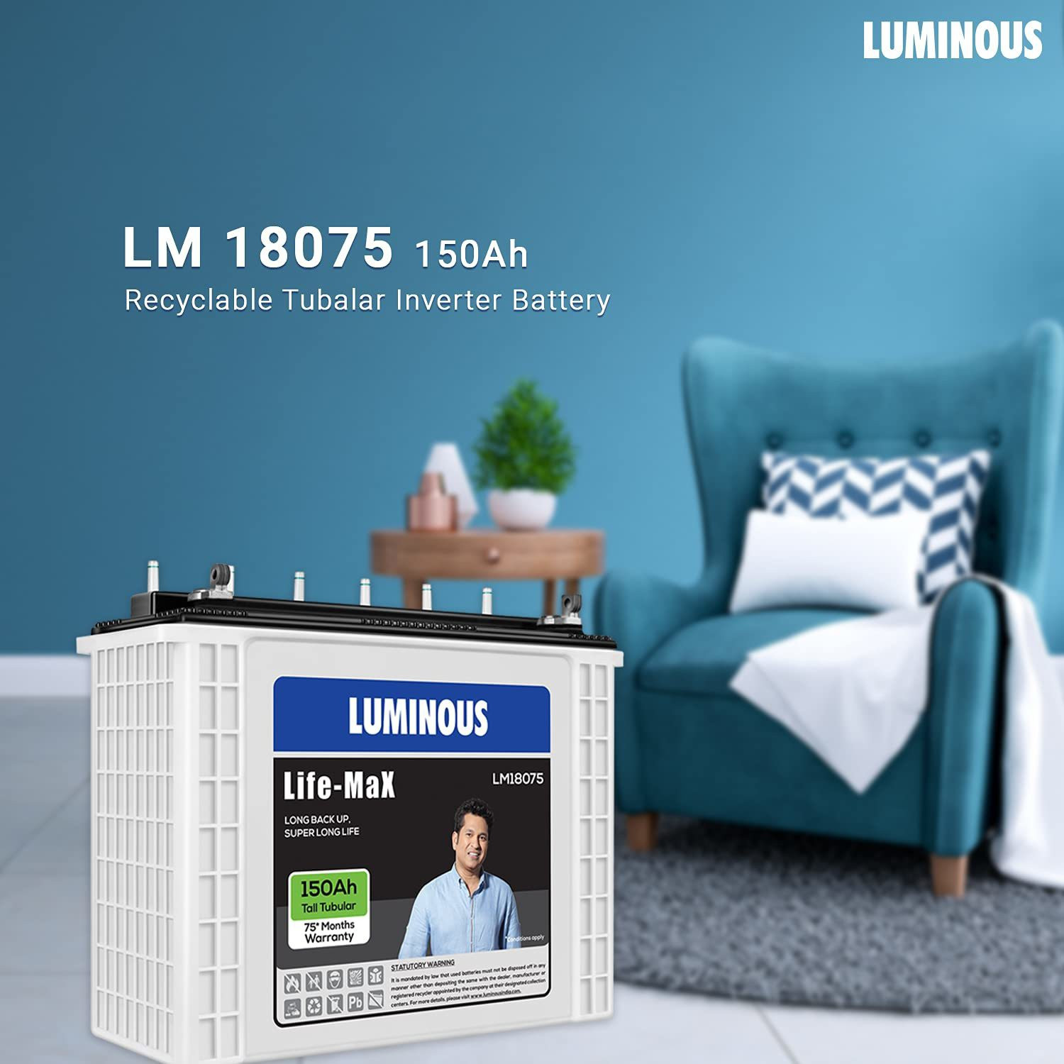 Image of LUMINOUS 75 Months Warranty Tubular Inverter Battery