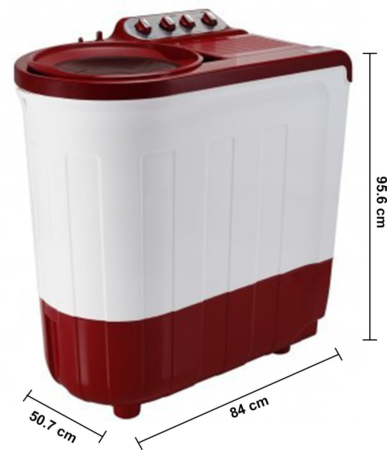 Image of Whirlpool 8 kg 5 Star, Supersoak Technology Semi Automatic Top Load Washing Machine Red