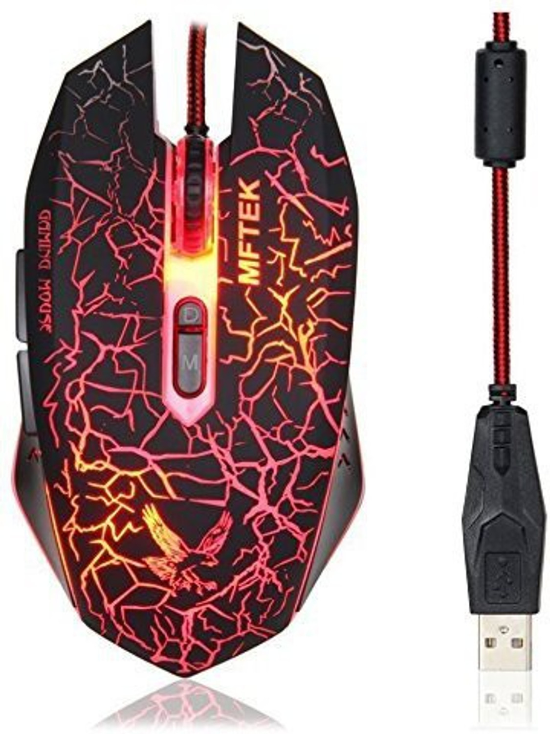 Image of gamerax Tag 9 2000 dpi LED Backlit USB Wired Gaming Mouse with Unbreakable ABS Body Wired Ambidextrous Optical Gaming Mouse