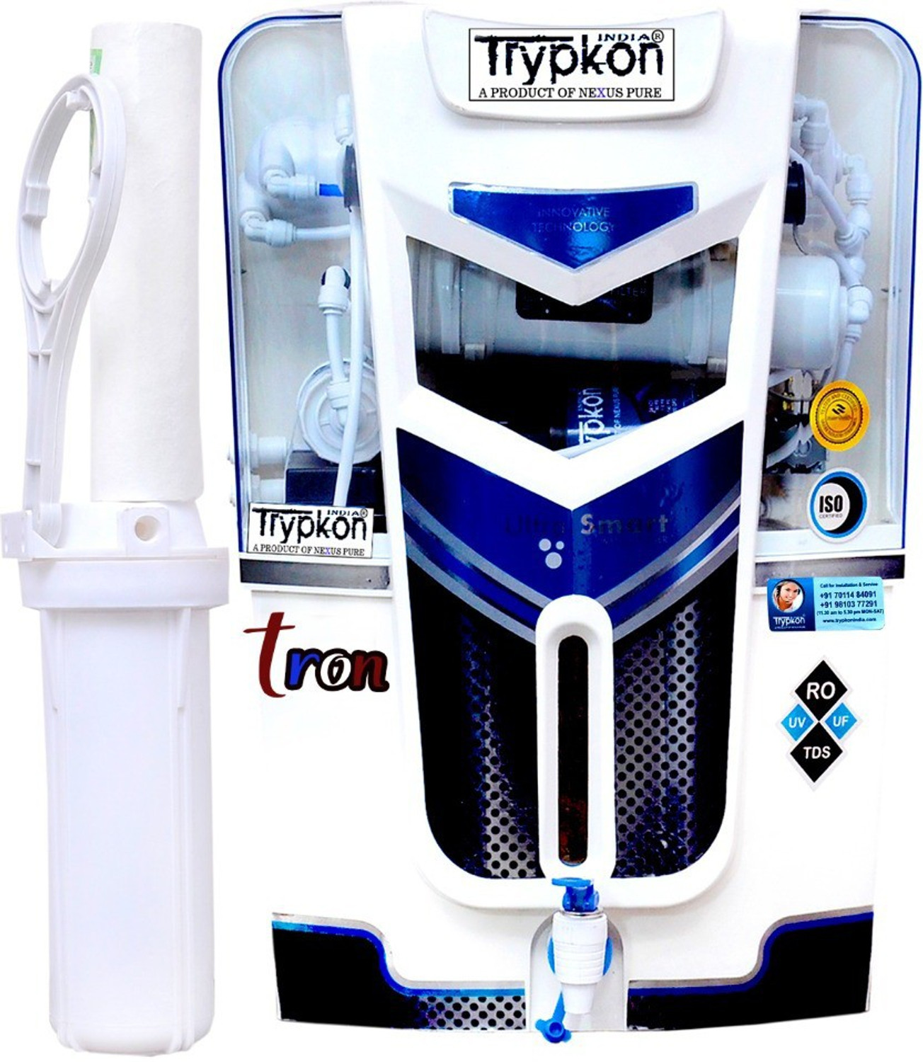 Image of trypkon TRON MINERALS CARTAGE 10 L RO + UF + UV + UV LED + TDS Control Water Purifier