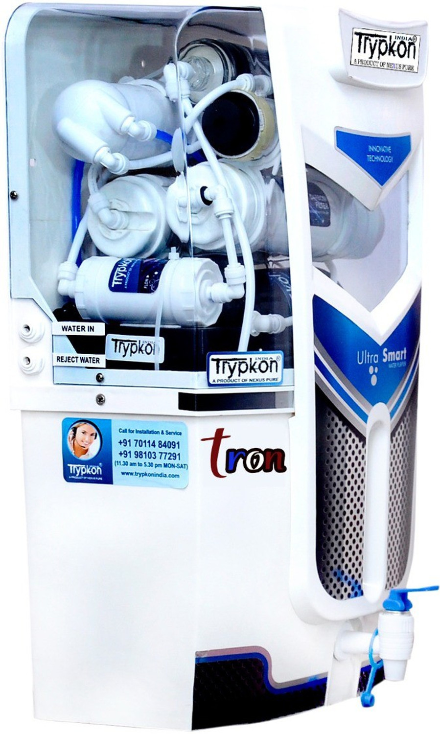 Image of trypkon TRON MINERALS CARTAGE 10 L RO + UF + UV + UV LED + TDS Control Water Purifier