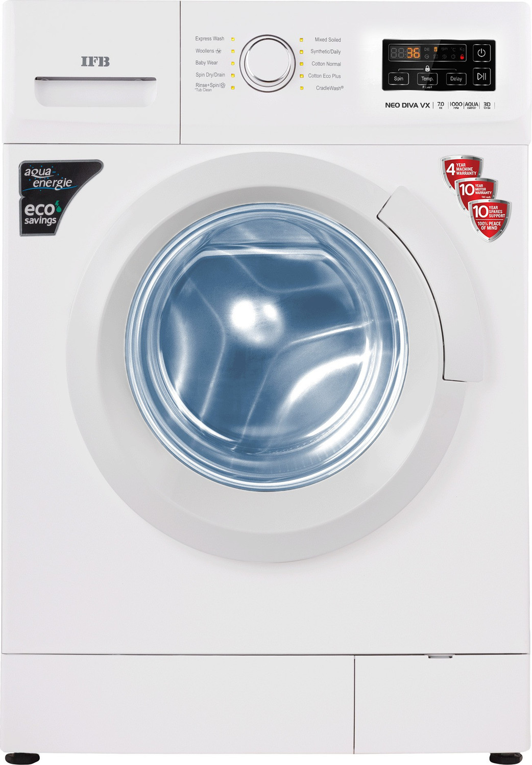 Image of IFB 7 kg Fully Automatic Front Load Washing Machine with In-built Heater White