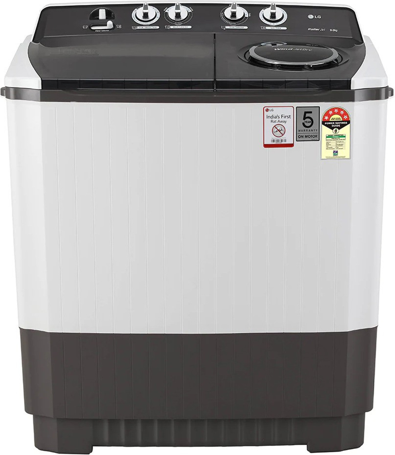 Image of LG 9 kg with Wi-Fi Enabled Roller Jet Pulsator and Soak Semi Automatic Top Load Washing Machine Grey