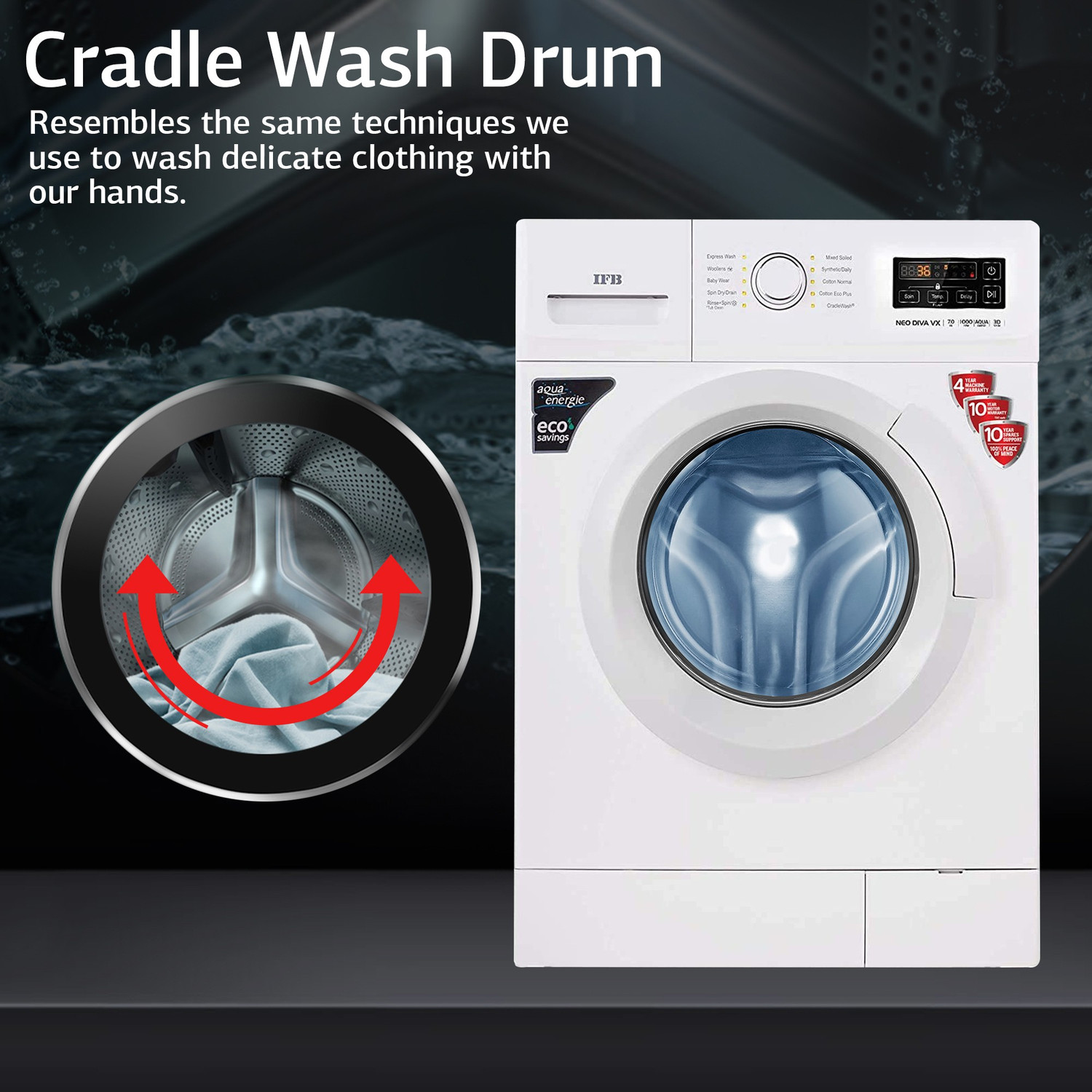 Image of IFB 7 kg Fully Automatic Front Load Washing Machine with In-built Heater White