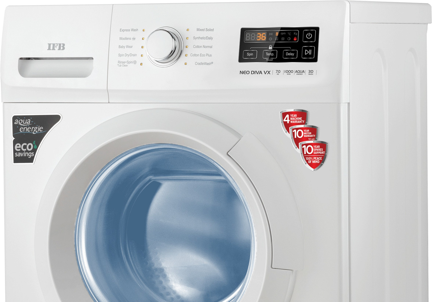 Image of IFB 7 kg Fully Automatic Front Load Washing Machine with In-built Heater White
