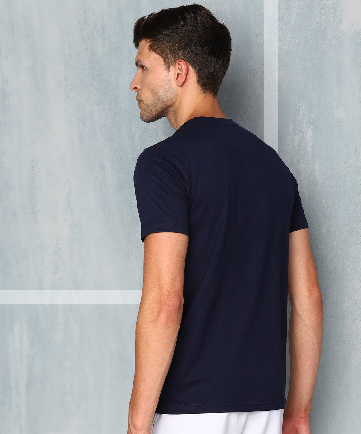 Image of M7 By Metronaut Printed Men Round Neck Dark Blue T-Shirt