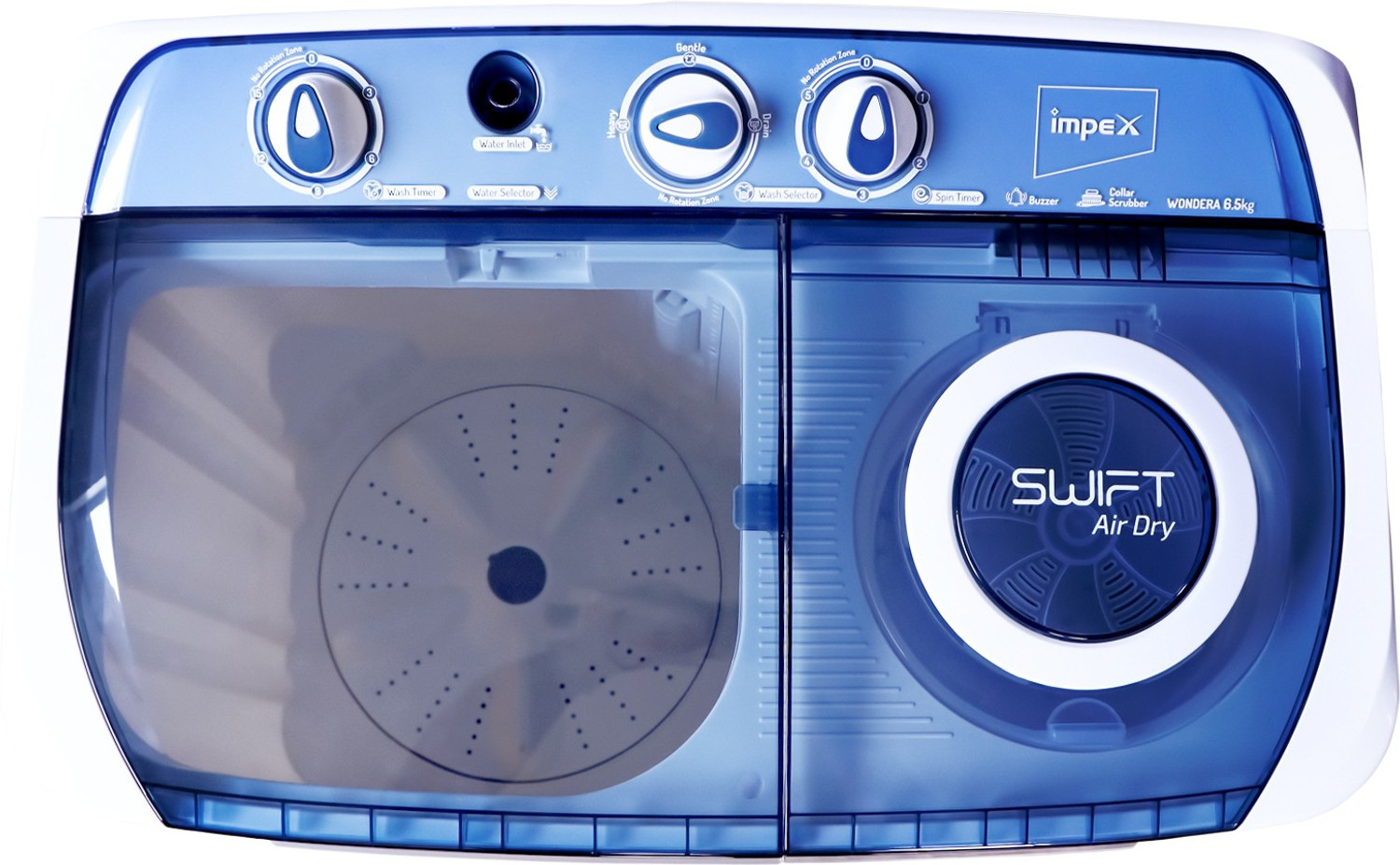 Image of IMPEX 6.5 kg Semi Automatic Top Load Washing Machine Multicolor