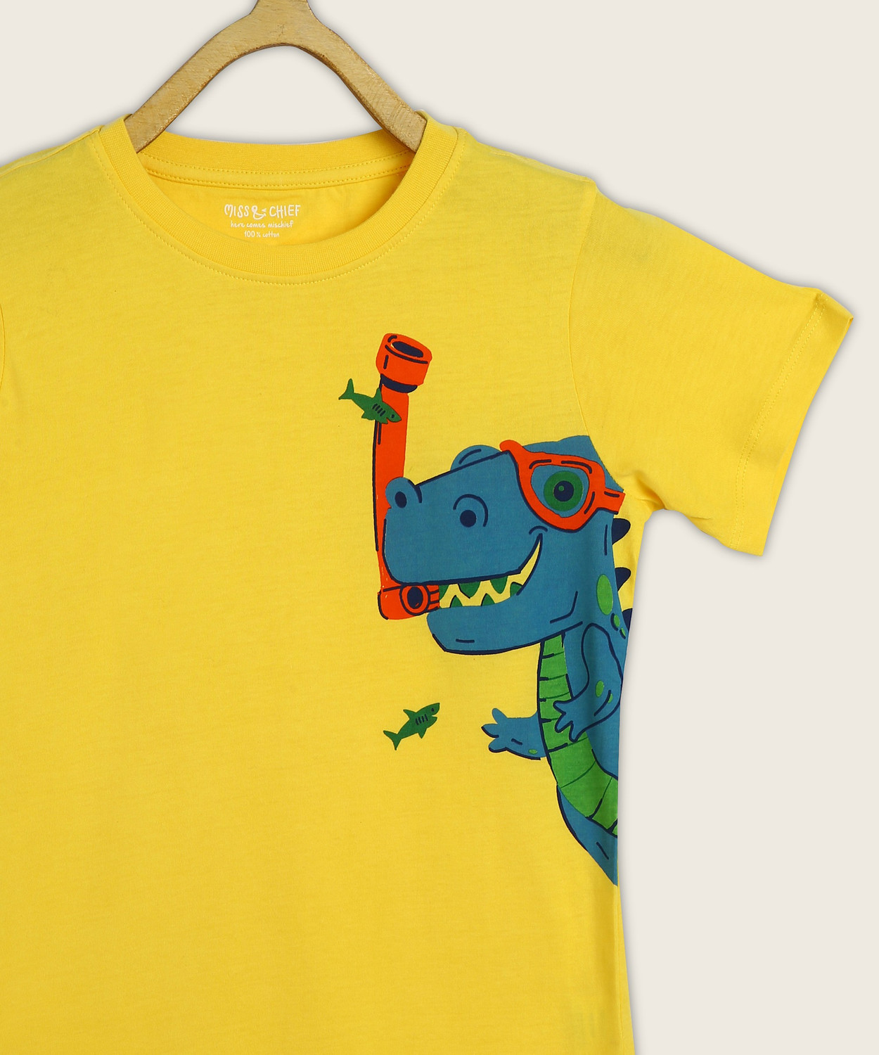 Image of Miss & Chief Boys Graphic Print Pure Cotton Regular T Shirt