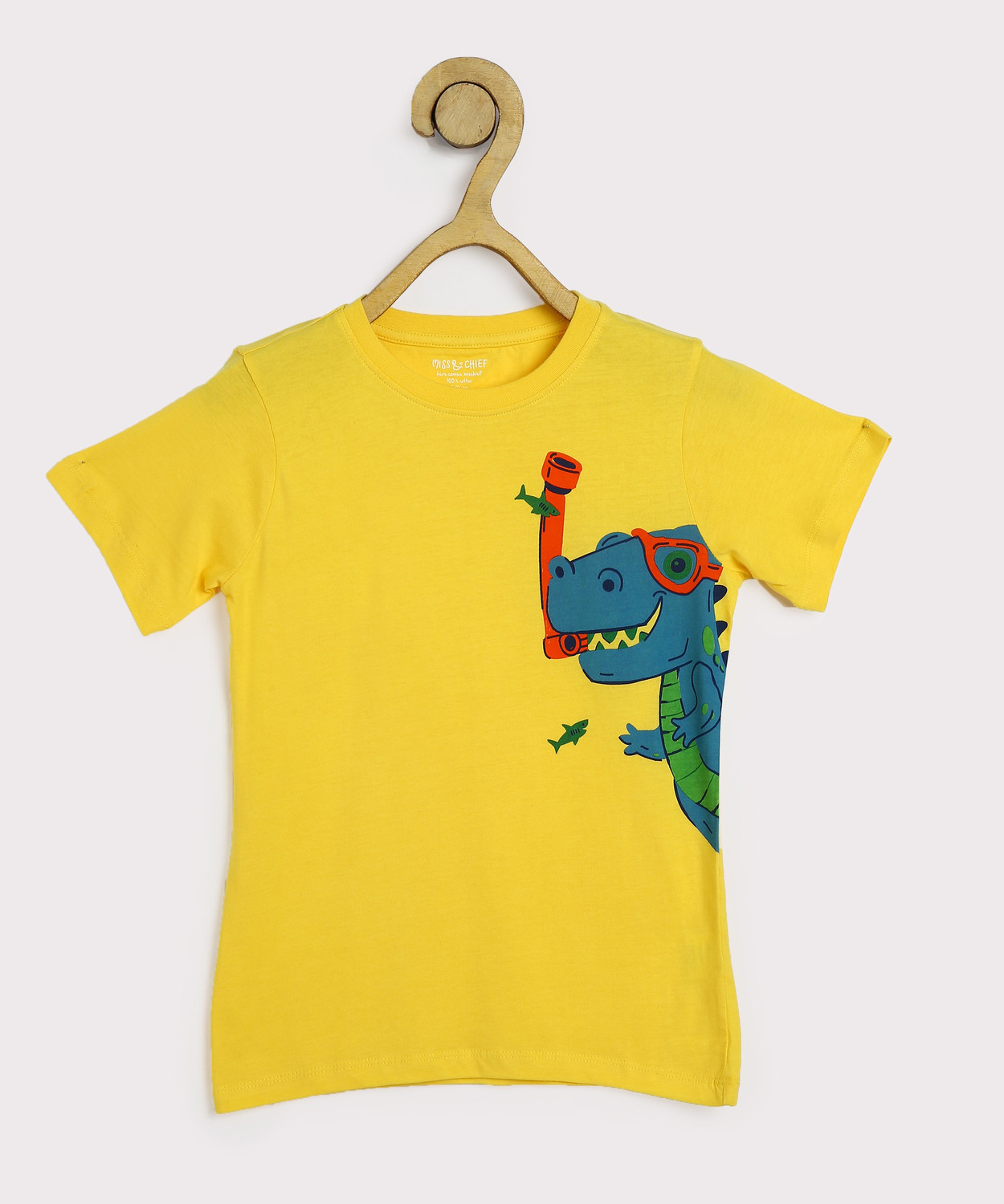 Image of Miss & Chief Boys Graphic Print Pure Cotton Regular T Shirt