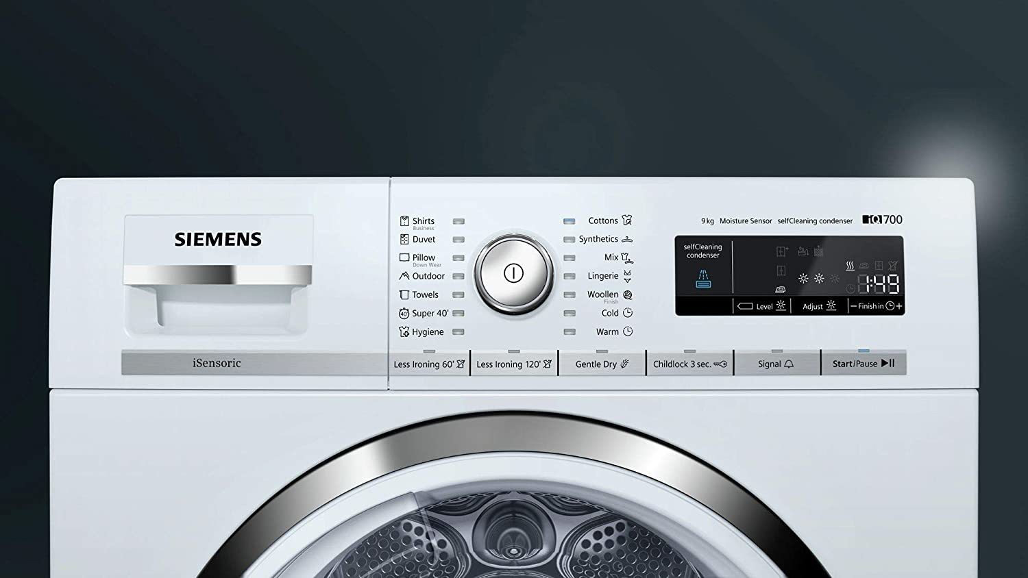Image of Siemens 9 kg with 99.9% Dry Clothes Dryer with In-built Heater White