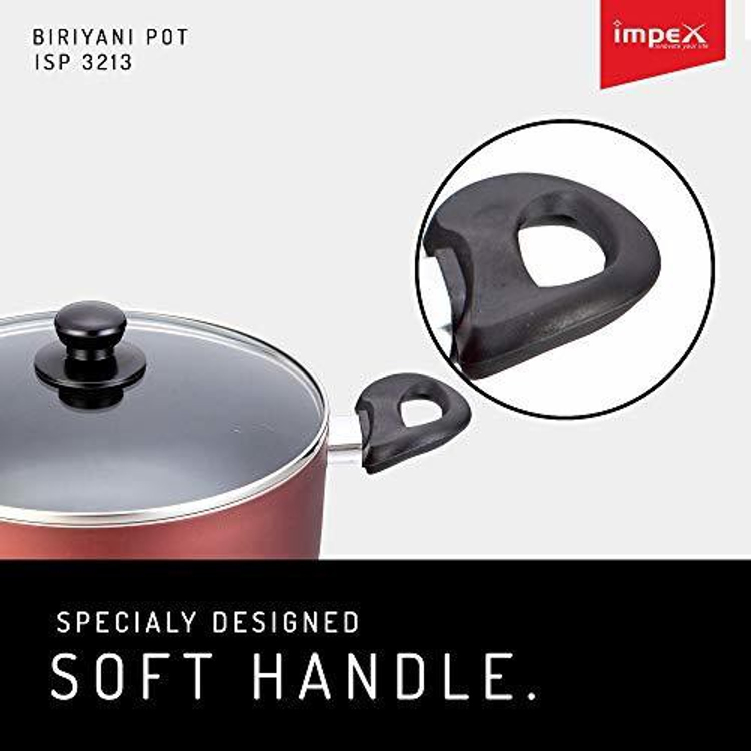 Image of IMPEX ISP 3213 Biryani pot Nonstick Induction Bottom Pot 32 cm diameter 10 L capacity with Lid