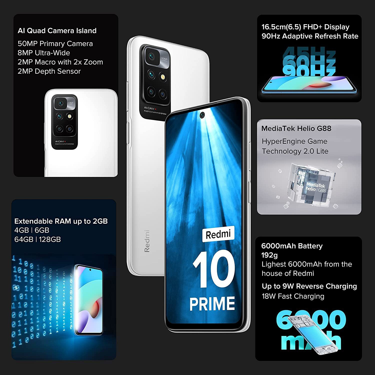 Image of REDMI 10 Prime (Astral White, 64 GB)