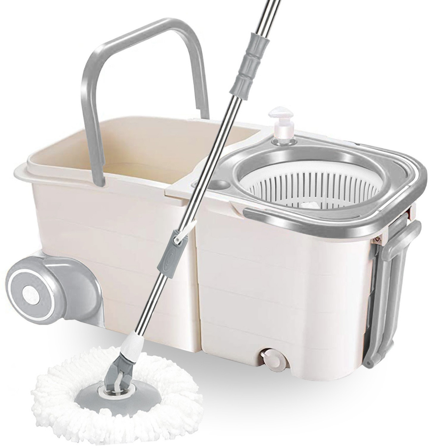 V-MOP Premium Twin Double Bucket Wheel Mop (( 6 Months Warranty on Rod