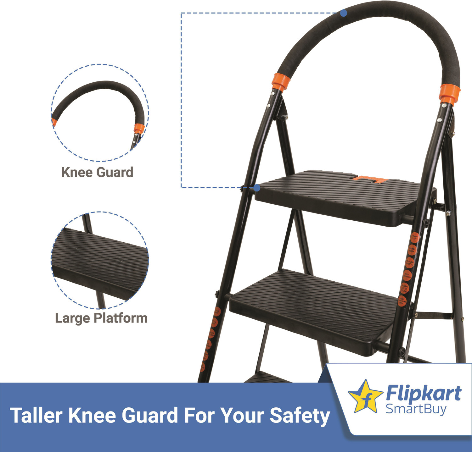 Image of Flipkart SmartBuy 4 Step Kitchen platform ladder Steel Ladder