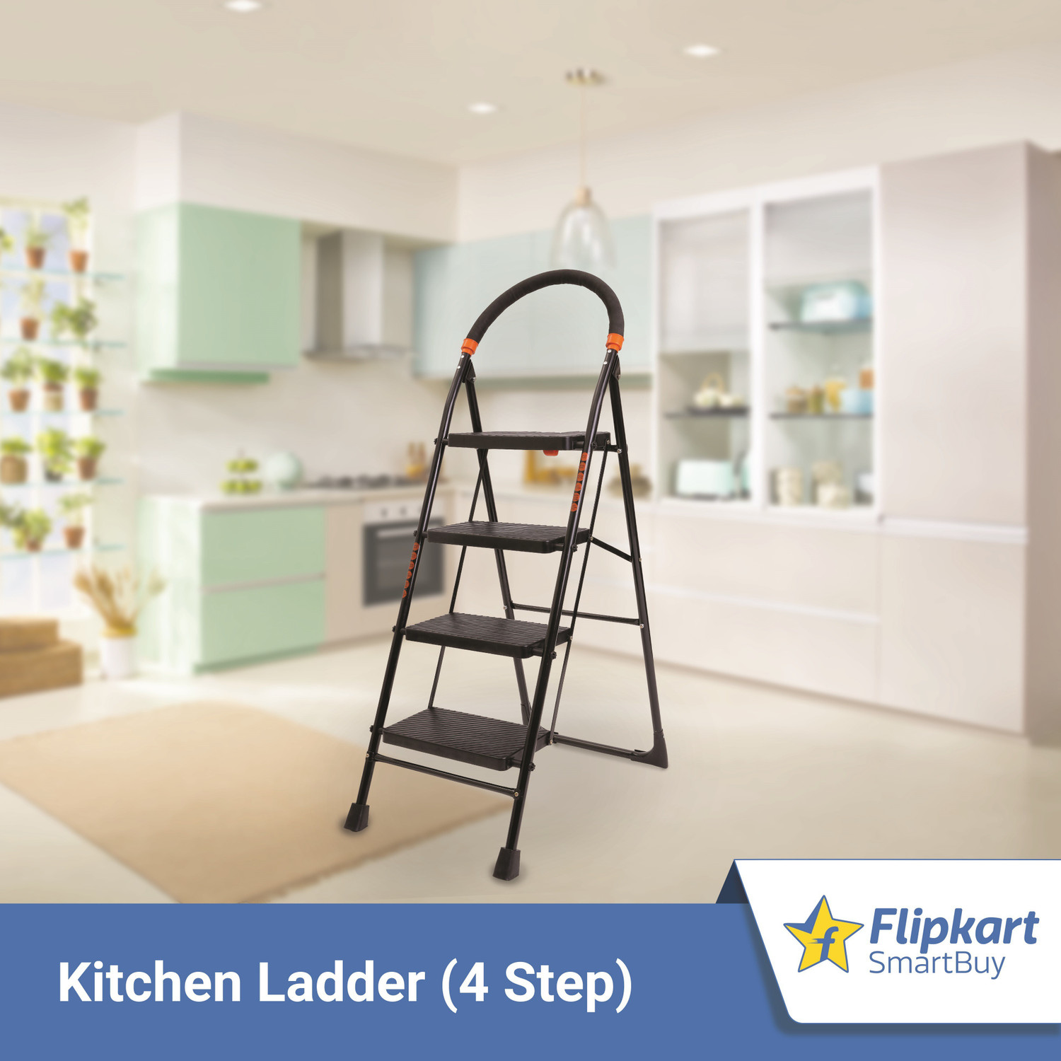 Image of Flipkart SmartBuy 4 Step Kitchen platform ladder Steel Ladder