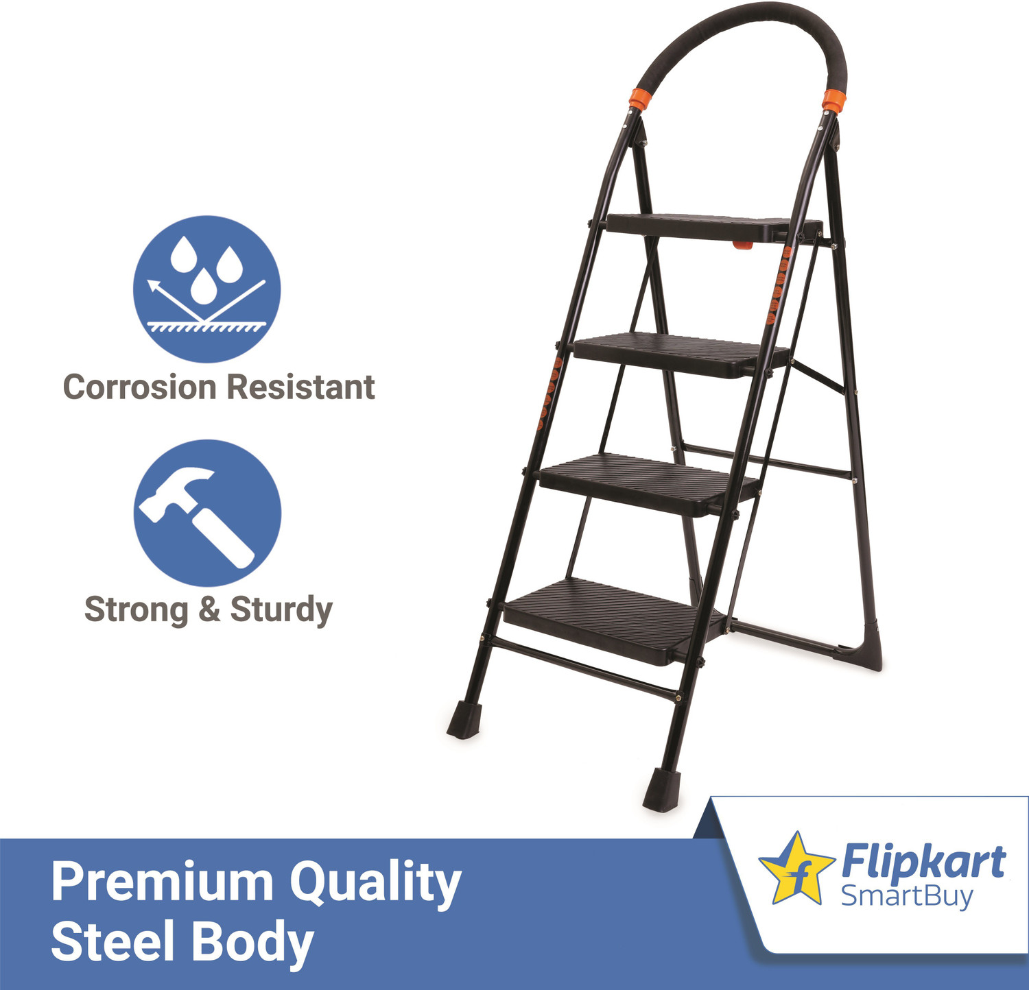 Image of Flipkart SmartBuy 4 Step Kitchen platform ladder Steel Ladder