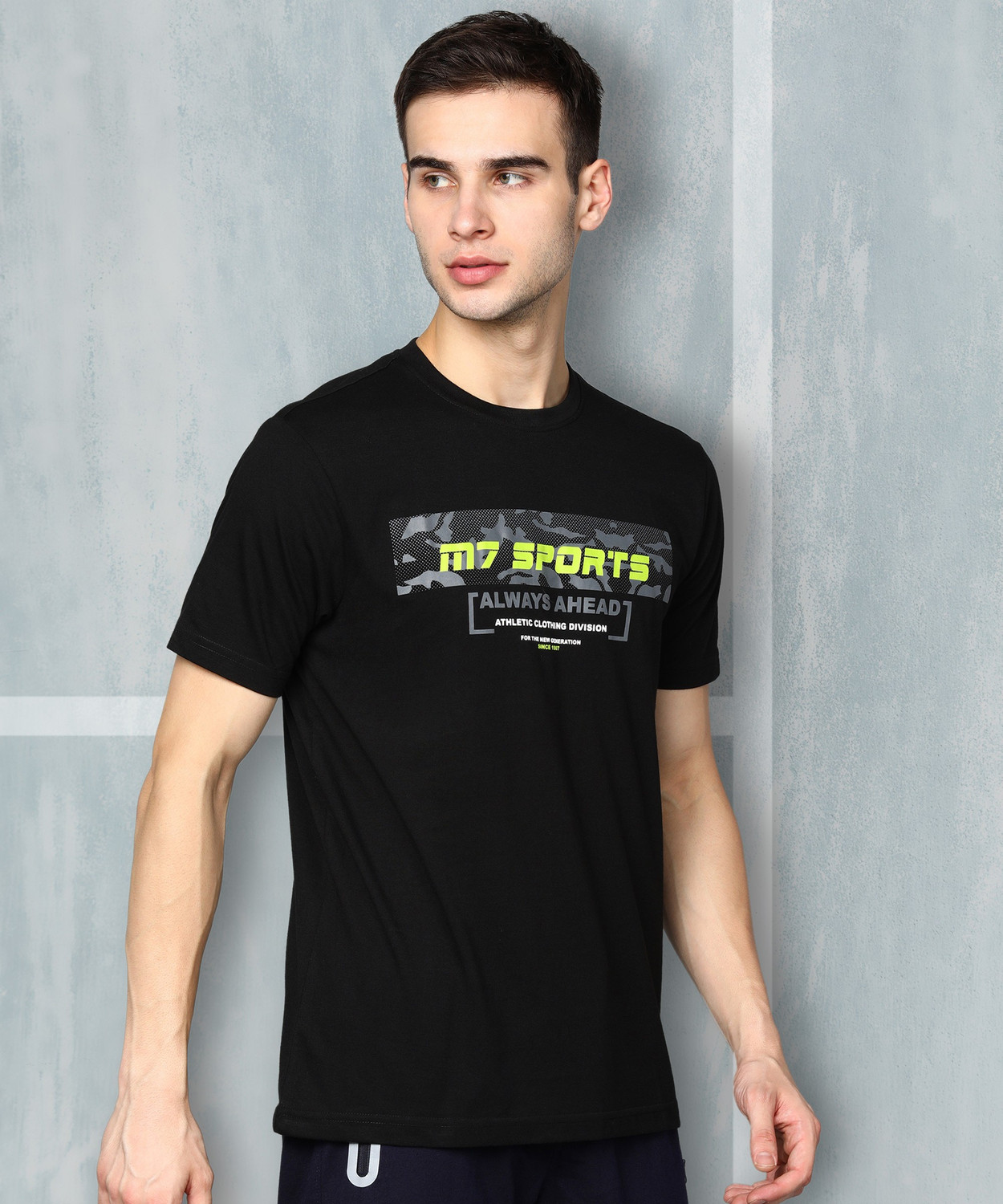 Image of M7 By Metronaut Printed Men Round Neck Black T-Shirt