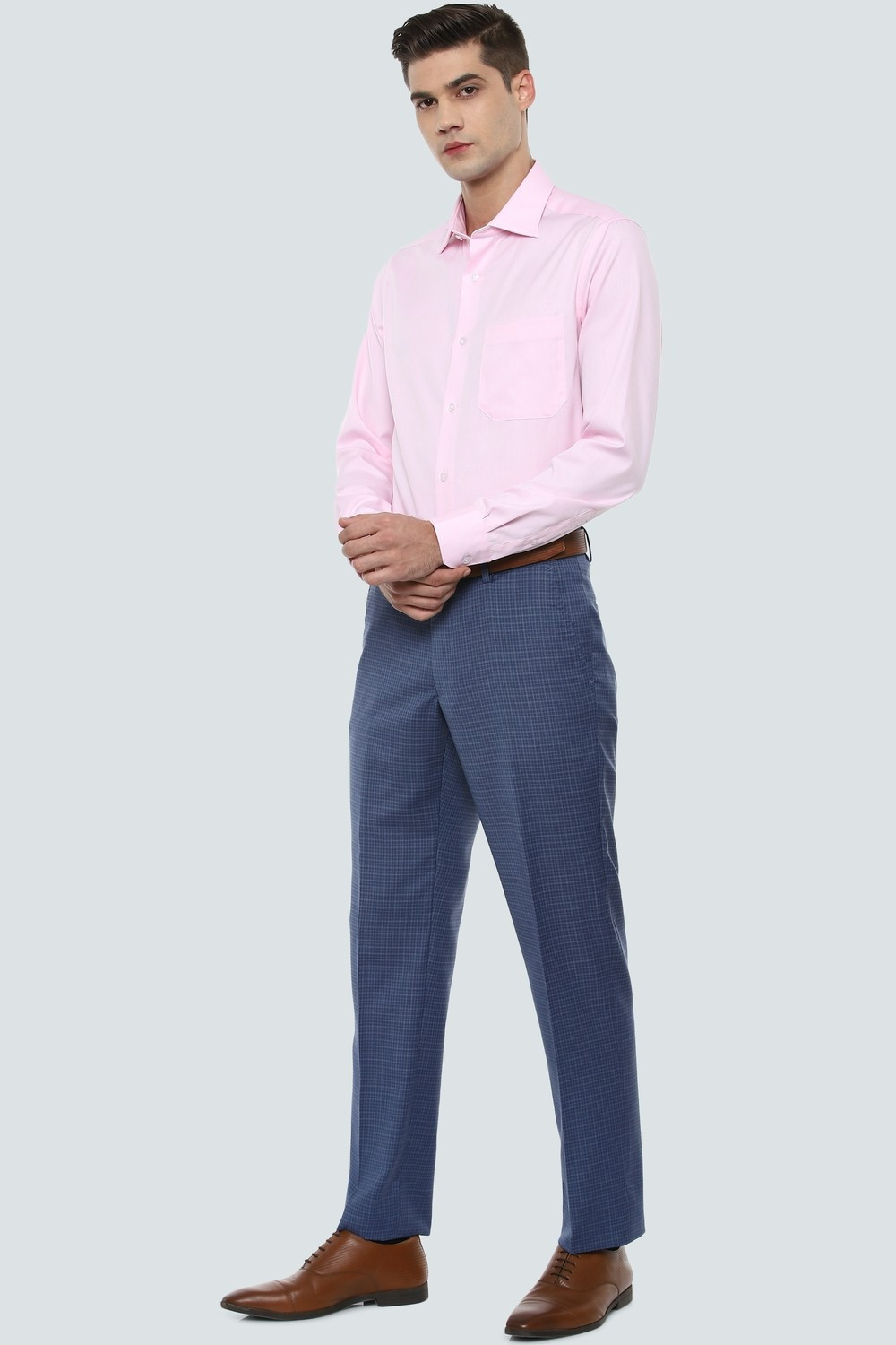 Image of LOUIS PHILIPPE Gods & Kings Regular Fit Men Dark Blue Trousers