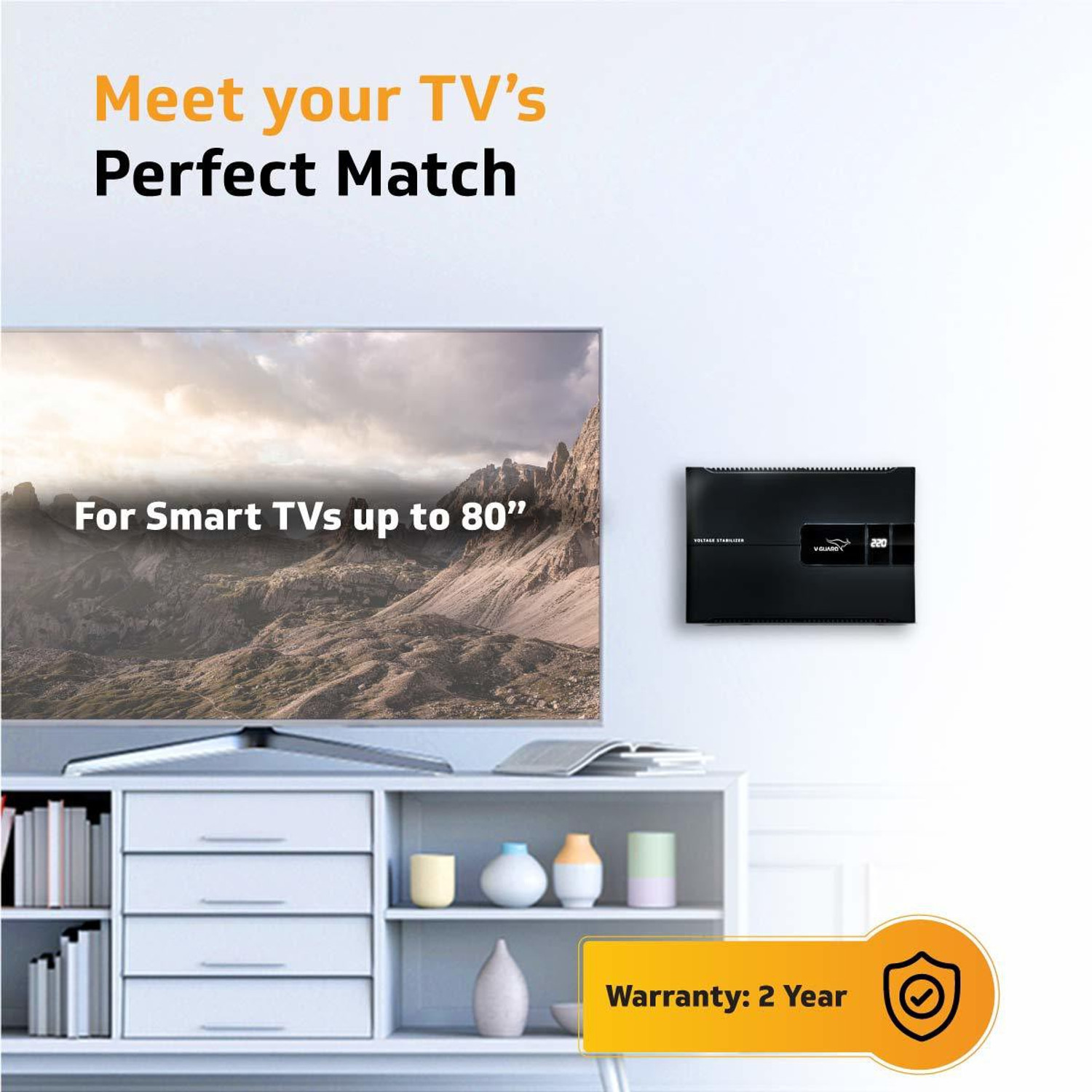 Image of V-Guard Voltino Grand Digi 4 A TV Stabilizer for up to 203 cm (80'') Smart TV + Set Top Box + Home Theatre