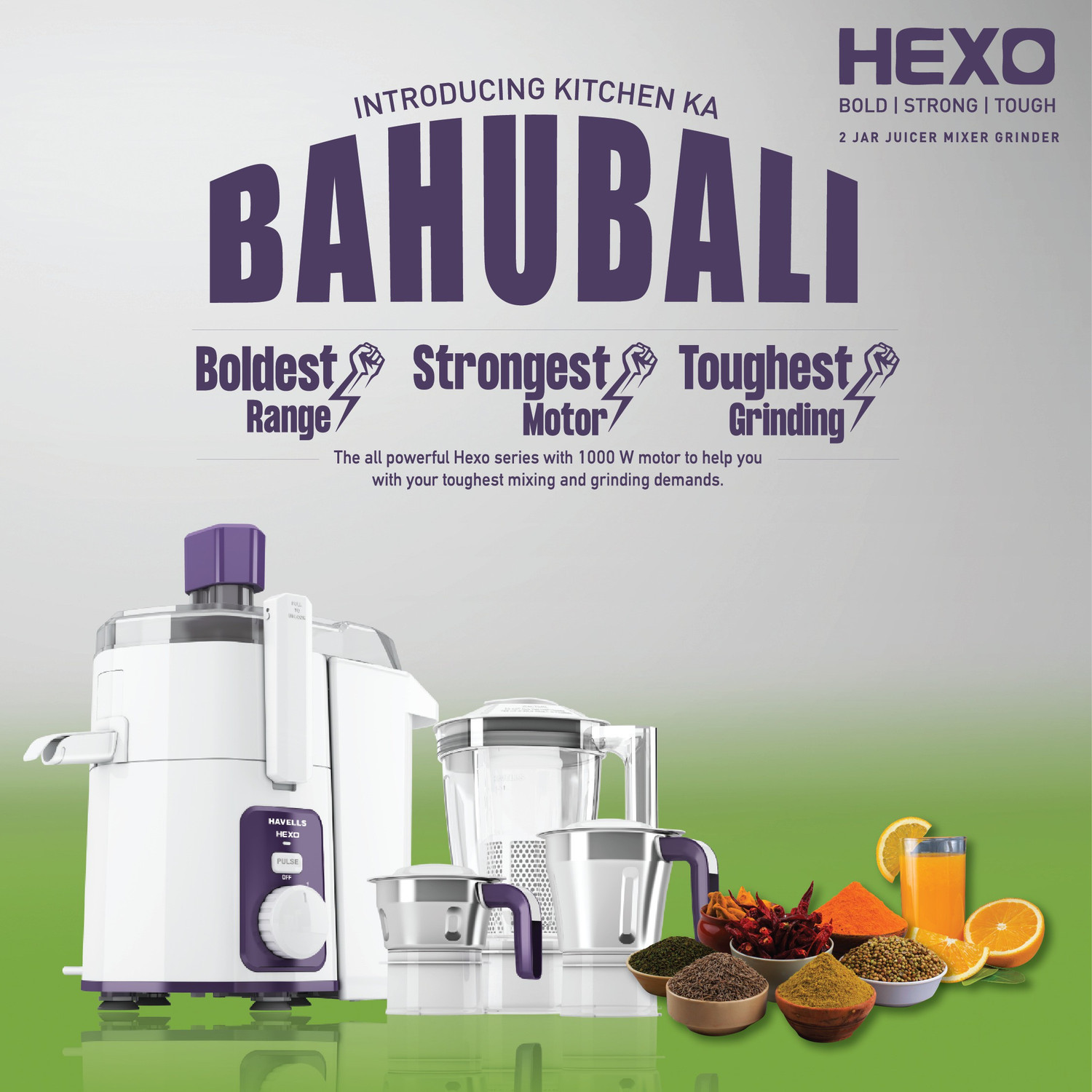 Image of HAVELLS Hexo 1000 W Juicer Mixer Grinder