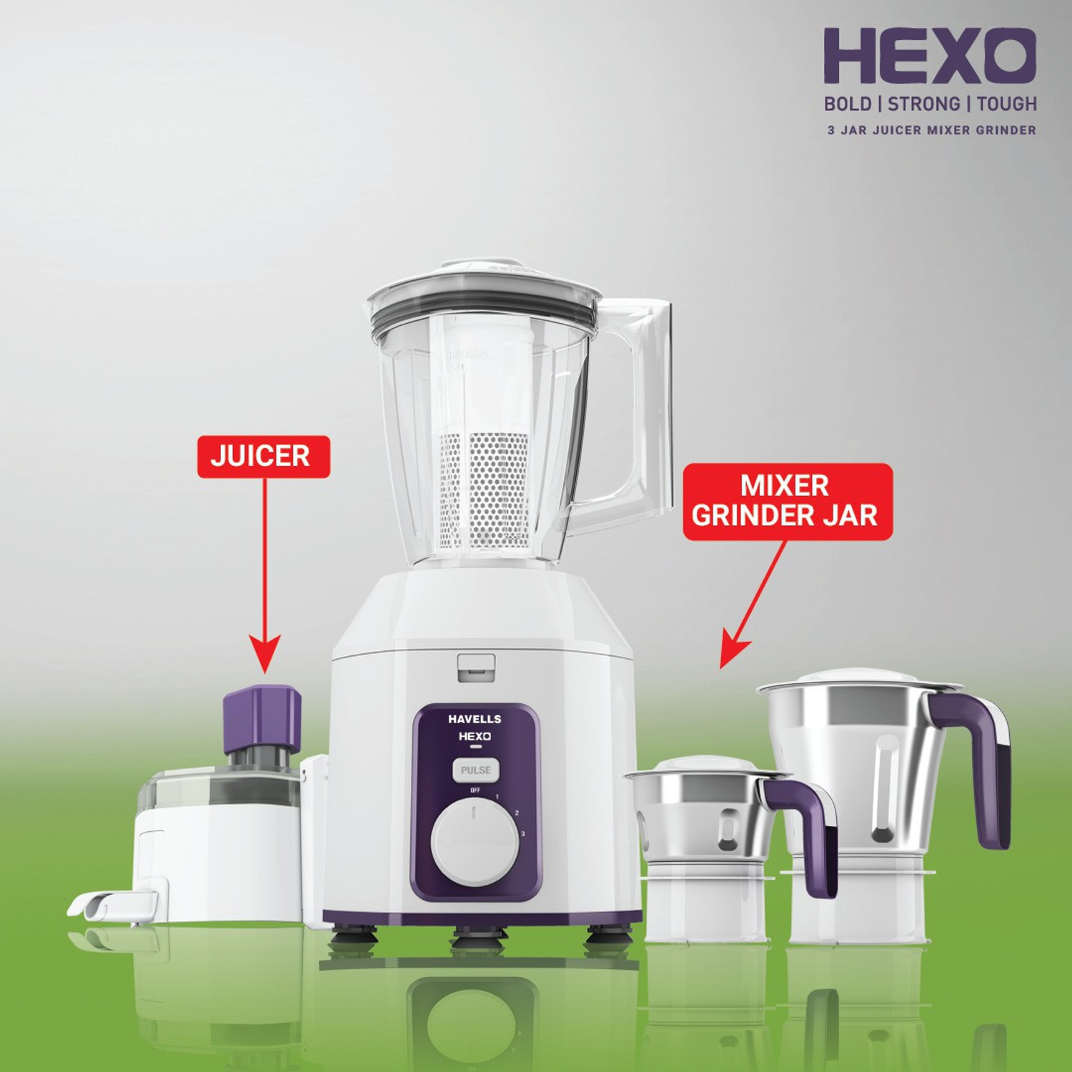 Image of HAVELLS Hexo 1000 W Juicer Mixer Grinder