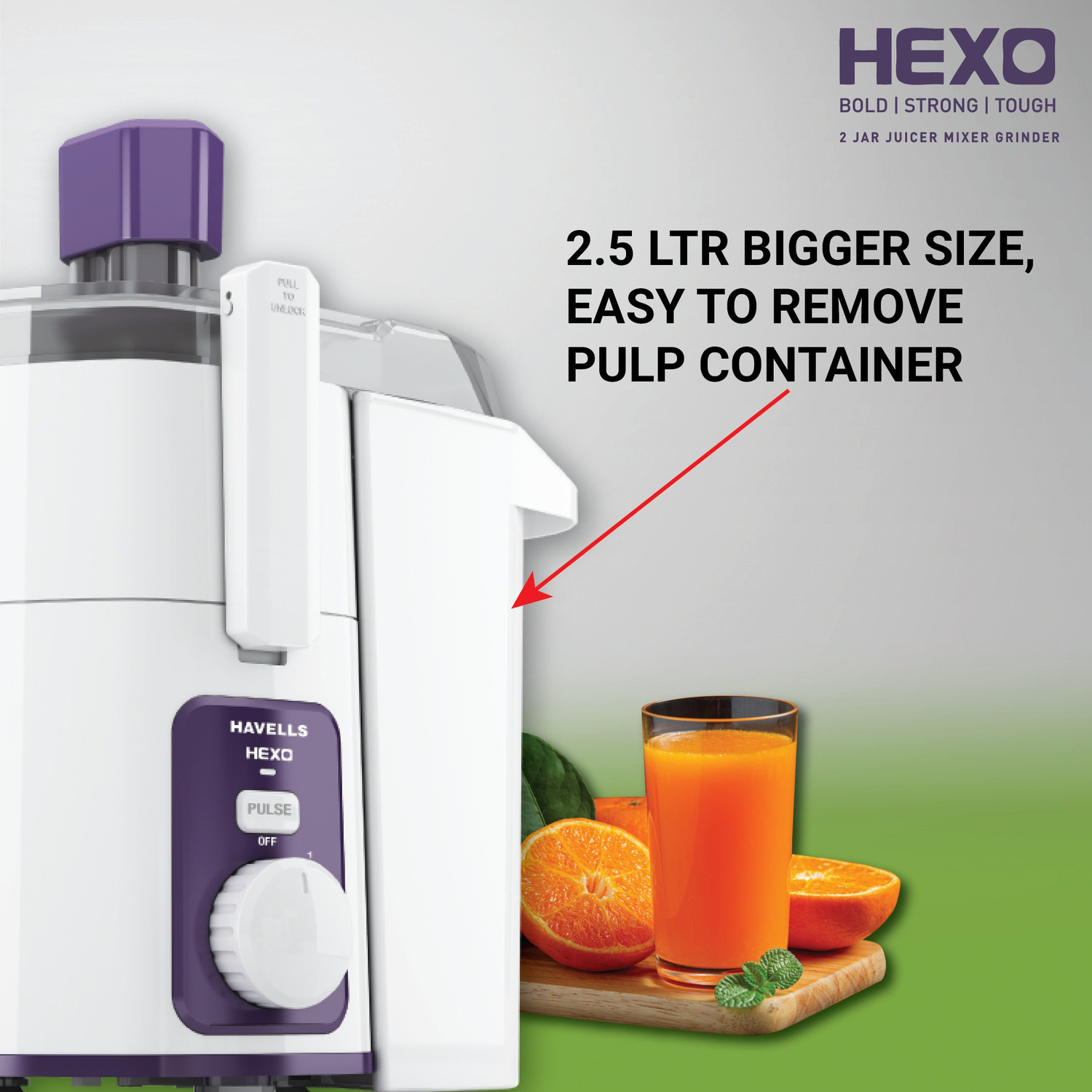 Image of HAVELLS Hexo 1000 W Juicer Mixer Grinder