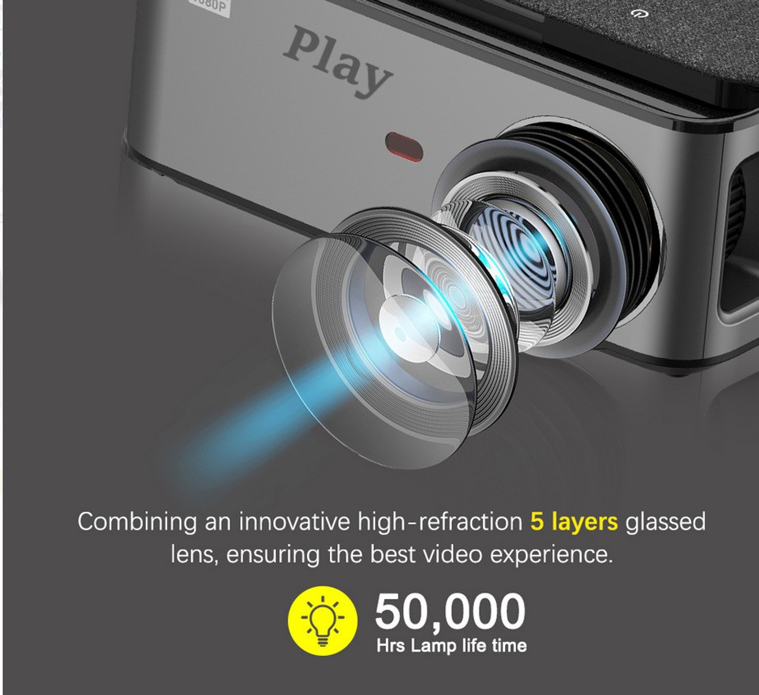 Image of PLAY MP9A True 4k HD Android 4K 2k Projector Bluetooth 4D keystone BIG Display (9800 lm / Wireless / Remote Controller) Portable Projector