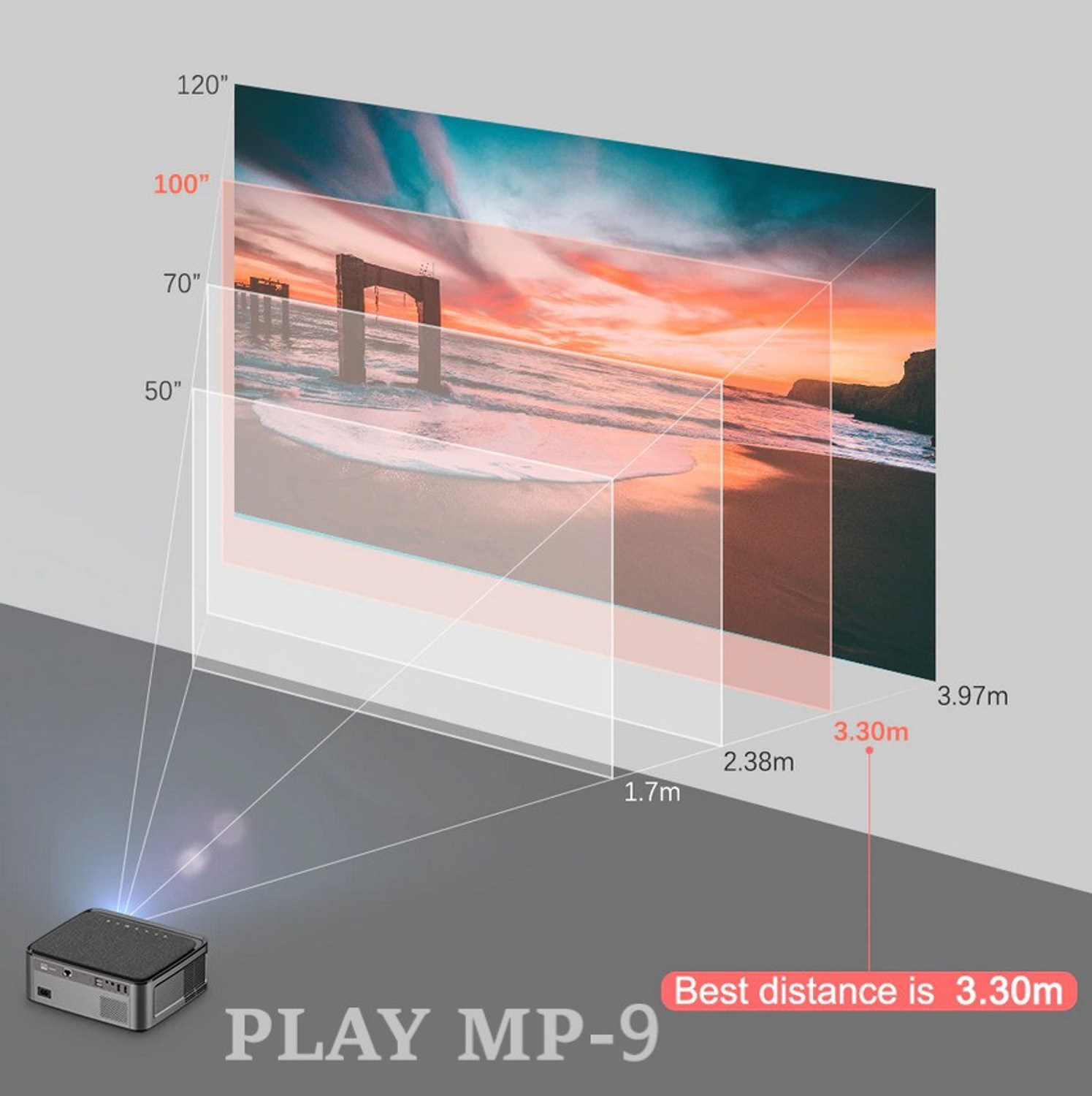 Image of PLAY MP9A True 4k HD Android 4K 2k Projector Bluetooth 4D keystone BIG Display (9800 lm / Wireless / Remote Controller) Portable Projector