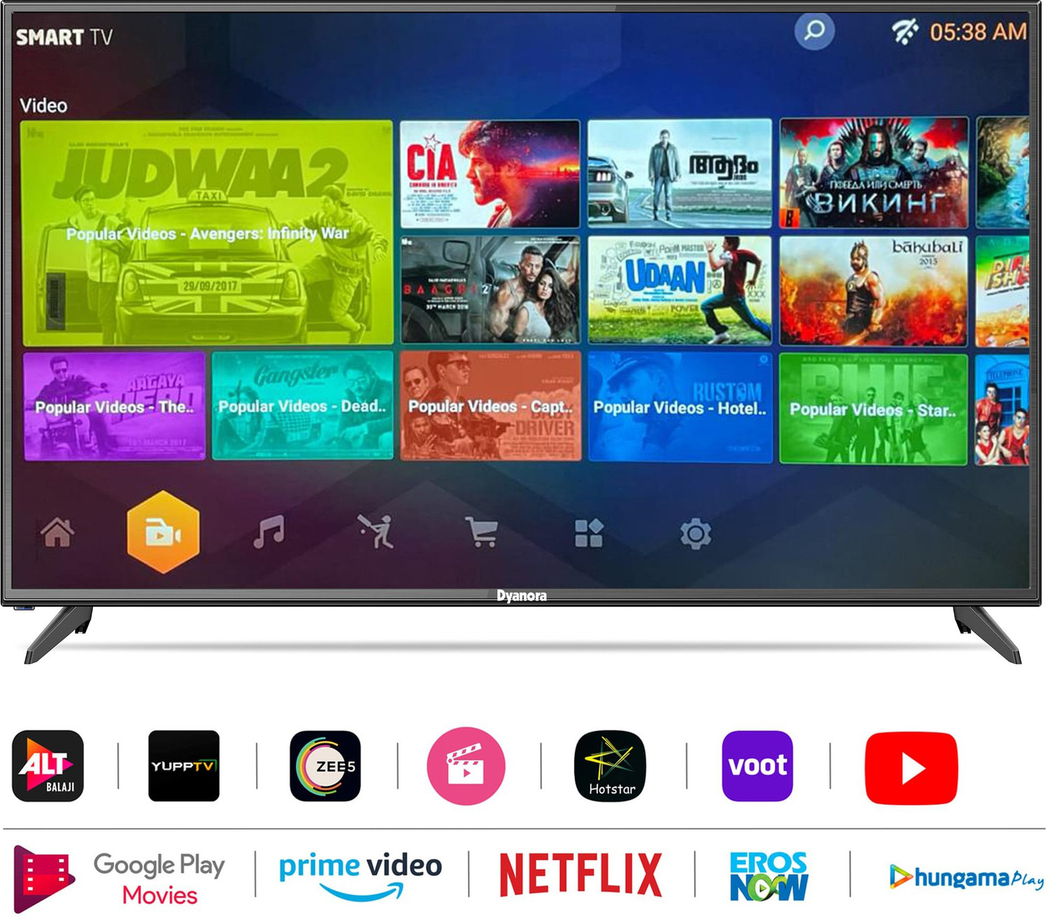Image of Dyanora 127 cm (50 inch) Ultra HD (4K) LED Smart Android Based TV with Noise Reduction, Android 9.0, Google Voice Assistant, Dolby Surround Sound (DY-LD50U3S-1)