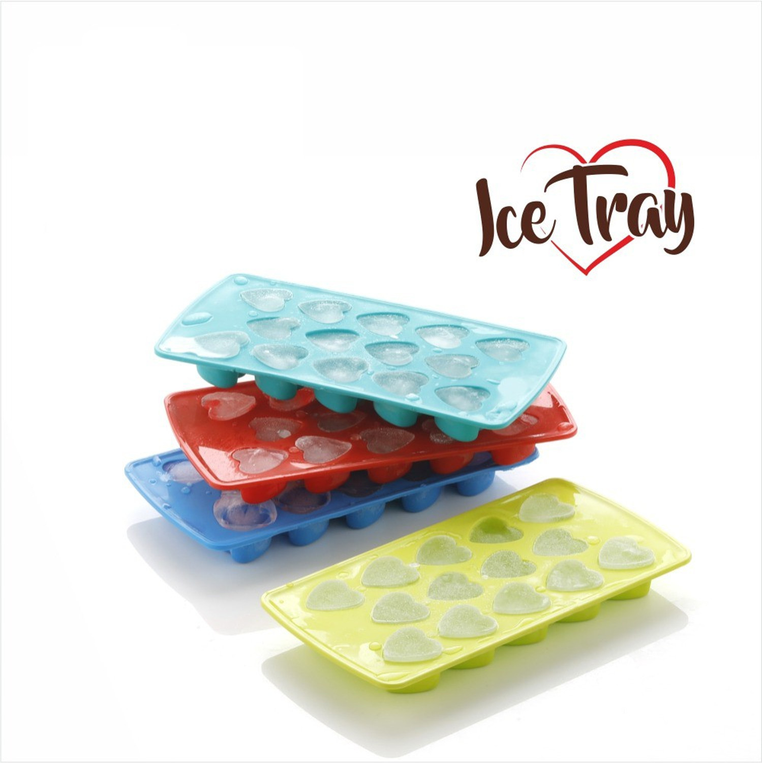 Image of Flipkart SmartBuy Multipuprose 14 in 1 Heart Shape Ice Cube Tray, Chocalate Maker Tray For Freezer (Blue, Pack of 3) Blue Plastic Ice Cube Tray
