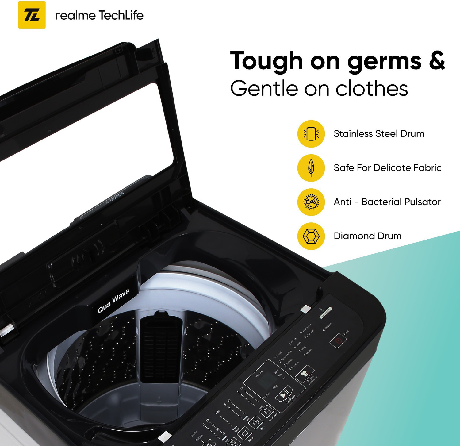 Image of realme TechLife 8 kg 5 Star Rating Fully Automatic Top Load Washing Machine with In-built Heater Grey