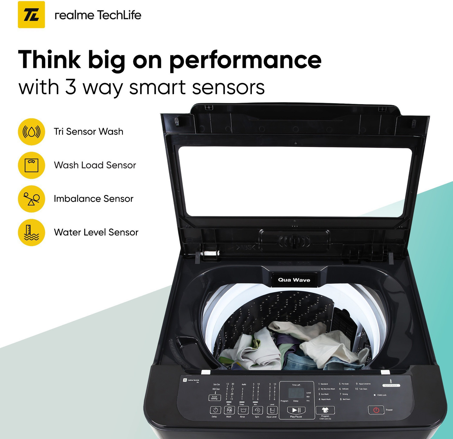 Image of realme TechLife 8 kg 5 Star Rating Fully Automatic Top Load Washing Machine with In-built Heater Grey