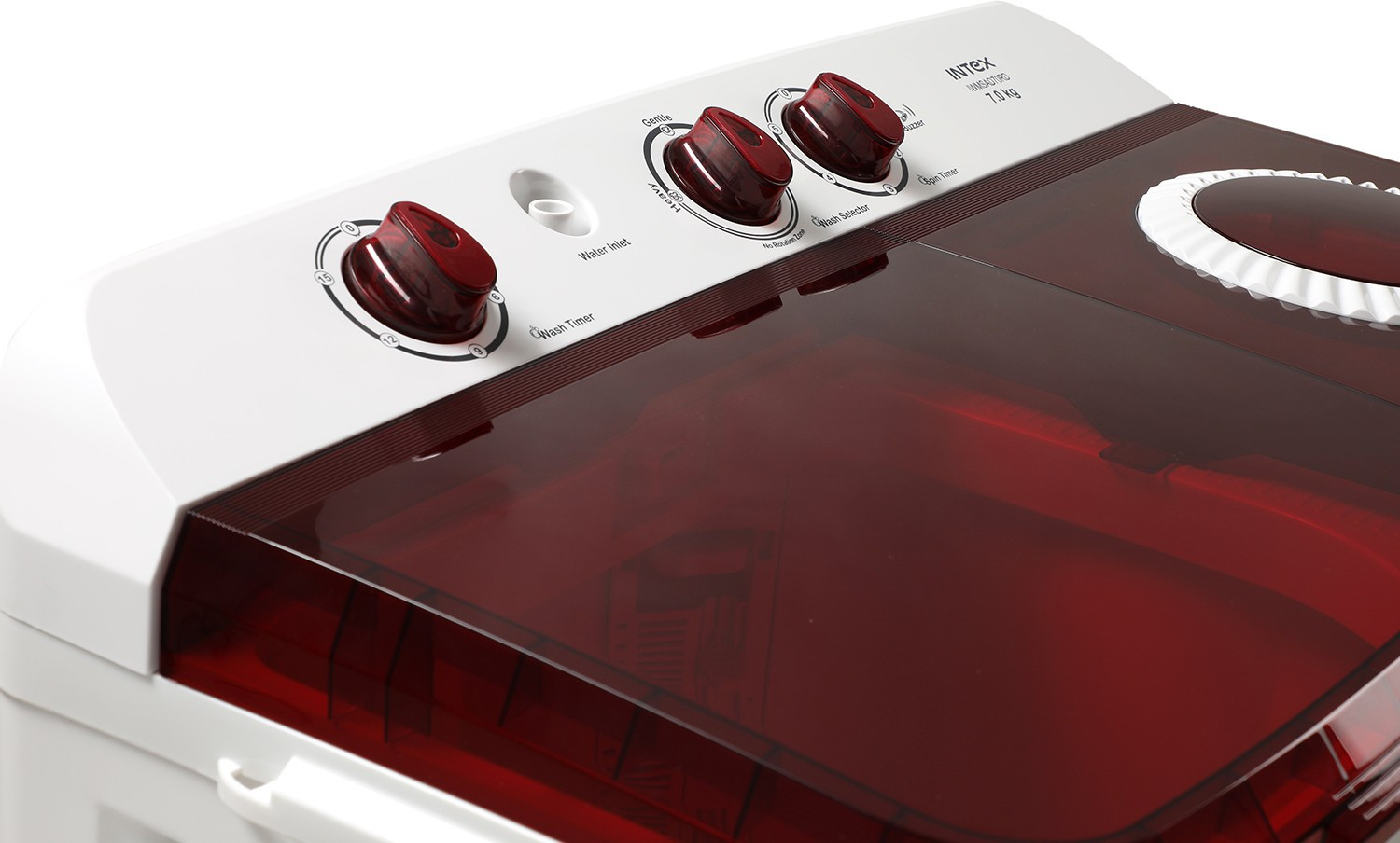 Image of Intex 7 kg Semi Automatic Top Load Washing Machine Red, White