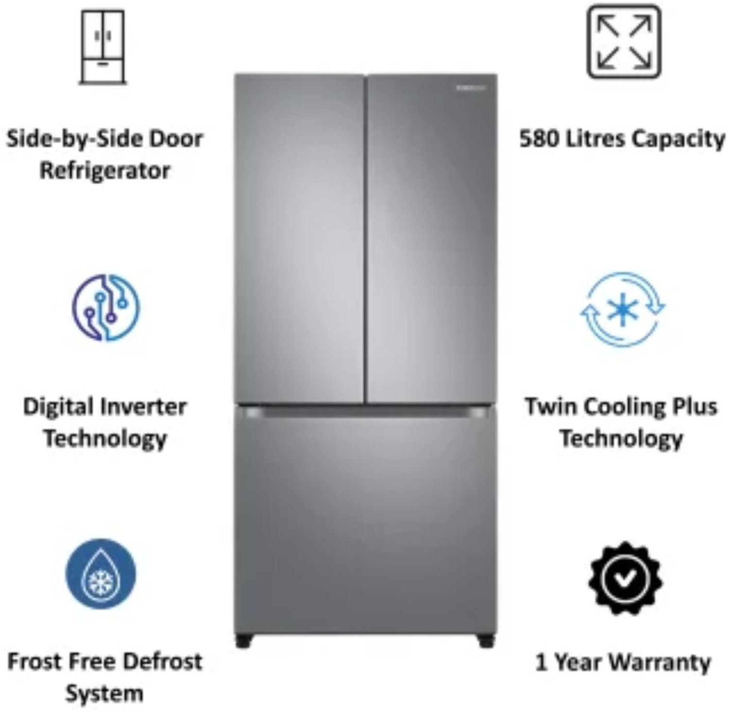 SAMSUNG 580 L Frost Free French Door Bottom Mount Convertible