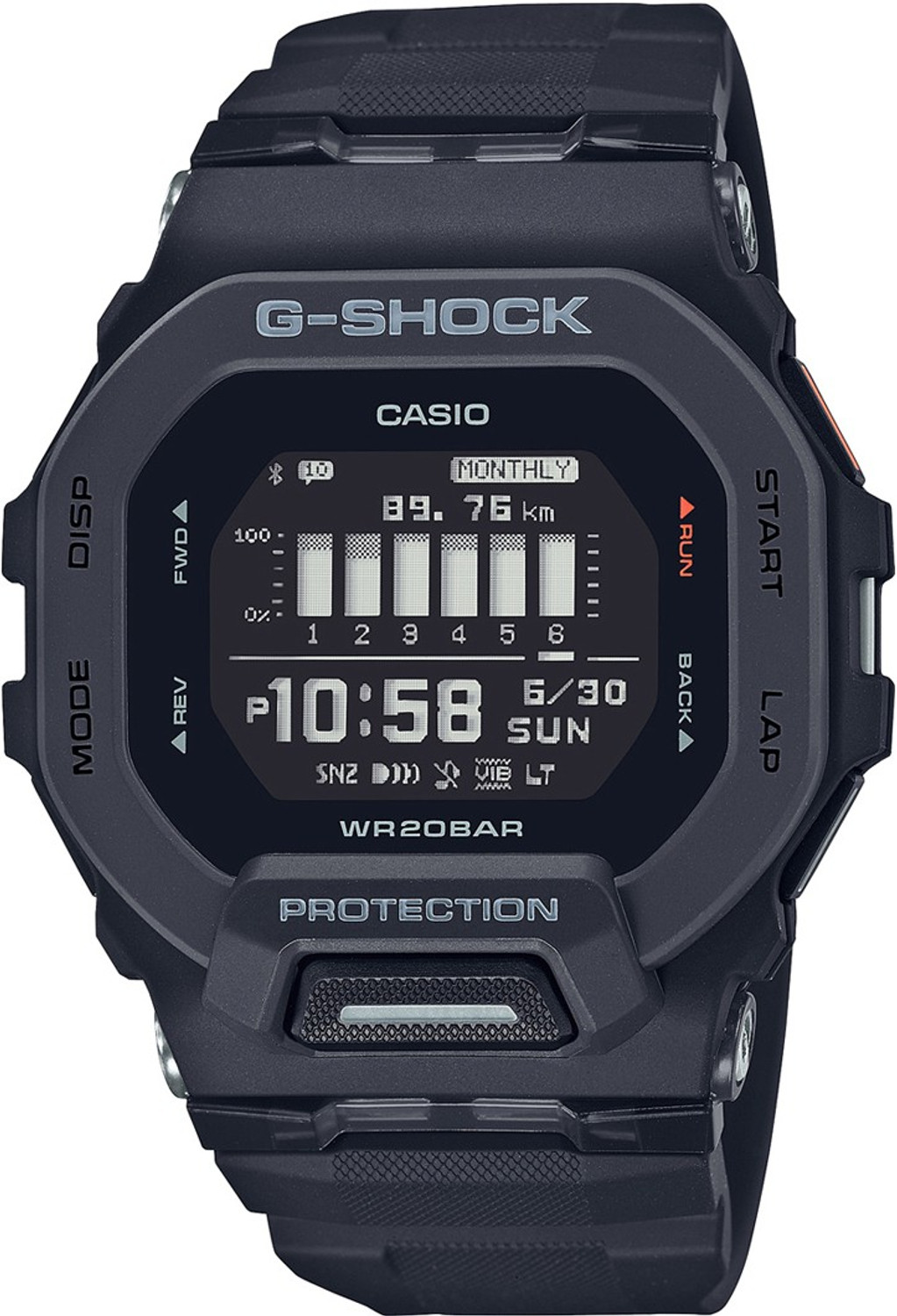 Image of CASIO GBD-200-1DR G-Shock Dial Black Resin Strap Digital Watch - For Men