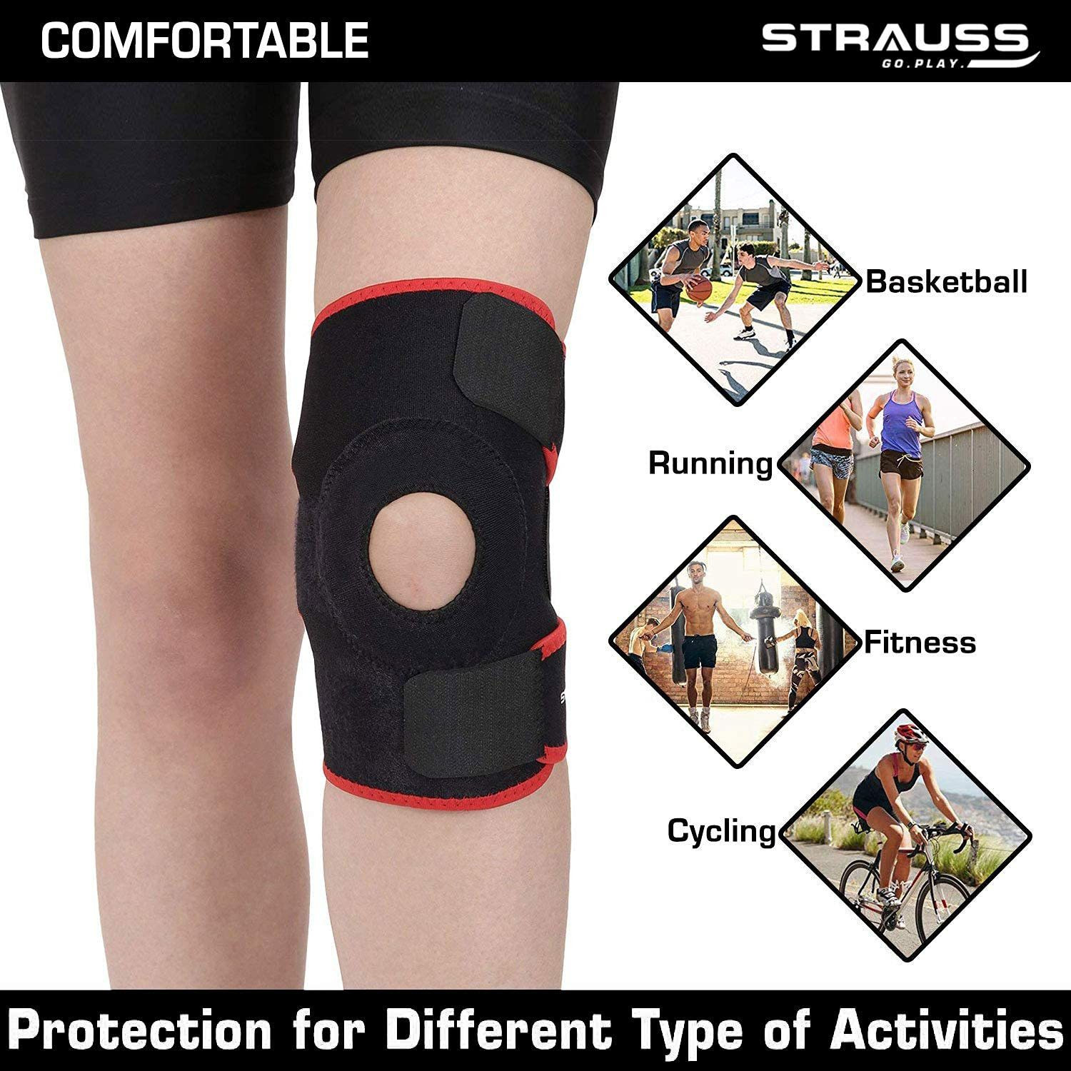 Image of Strauss Adjustable Knee Support Patella | Knee Cap | Knee Brace | Knee Band (Pair) Knee Support