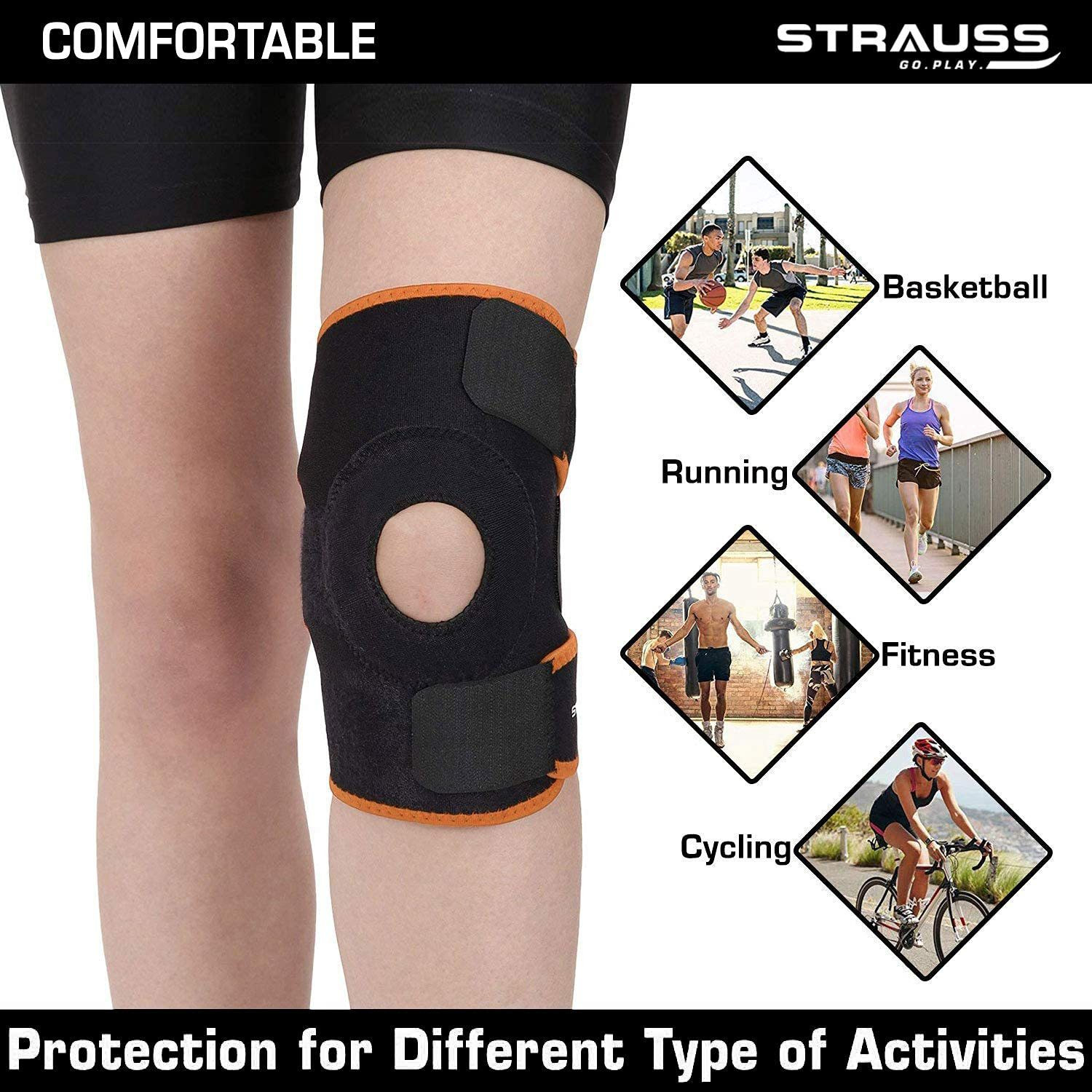 Image of Strauss Adjustable Knee Support Patella | Knee Cap | Knee Brace | Knee Band (Pair) Knee Support