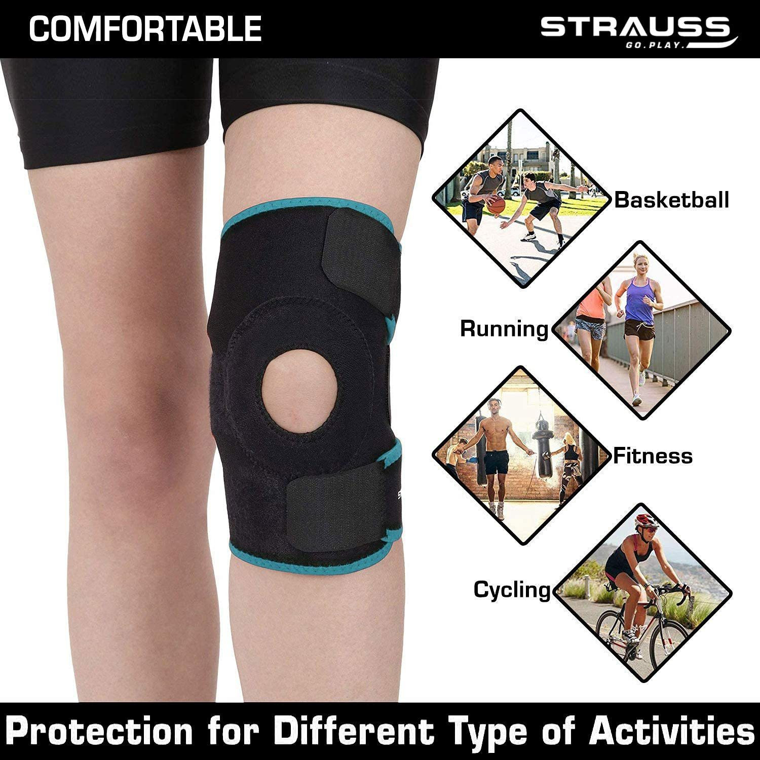 Image of Strauss Adjustable Knee Support Patella | Knee Cap | Knee Brace | Knee Band (Pair) Knee Support