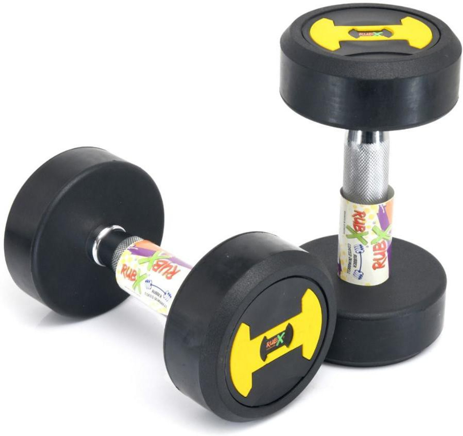 Image of RUBX RUBBER COATED ROUND DUMBBELLS 7.5 KG (PACK OF TWO) Fixed Weight Dumbbell