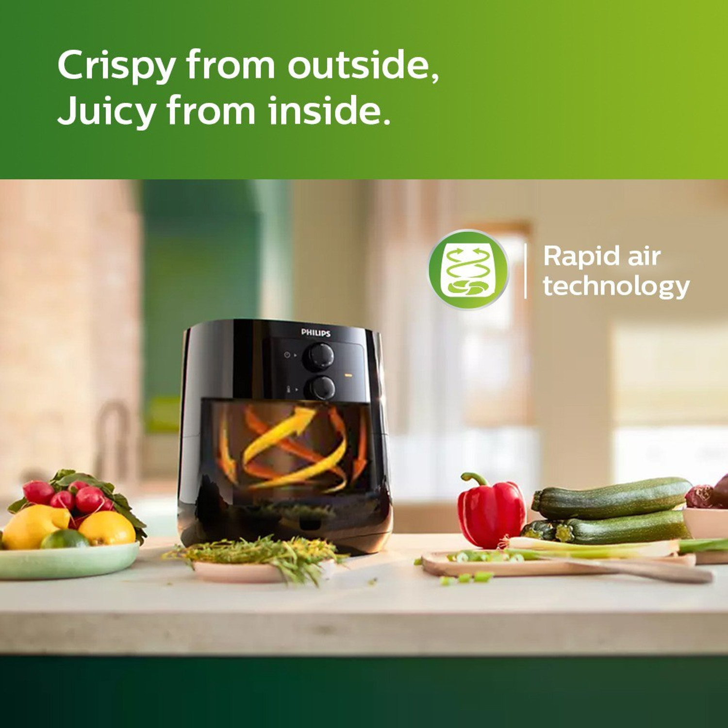Image of PHILIPS HD9200 /90 uses up to 90% less fat 1400W, with Rapid Air Technology Air Fryer