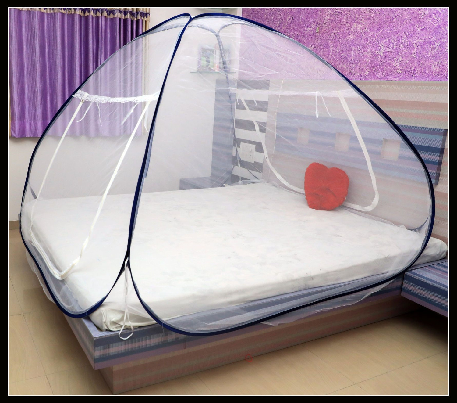 Image of IWS King Size Double Bed Mosquito Net | Foldable, Lightweight and Stylish Machhardani Tent Polyester Washable Adults Mosquito Net