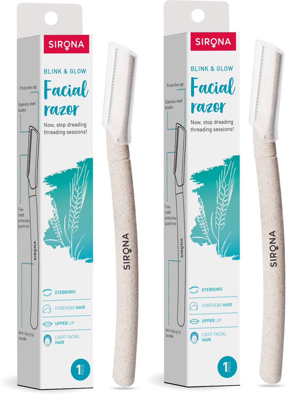 Image of SIRONA Blink & Glow Reusable Eyebrow & Face Razor for Women, Women