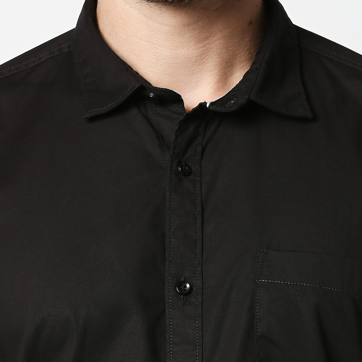 Image of LawmanPg3 X Rocky Star Men Solid Casual Black Shirt