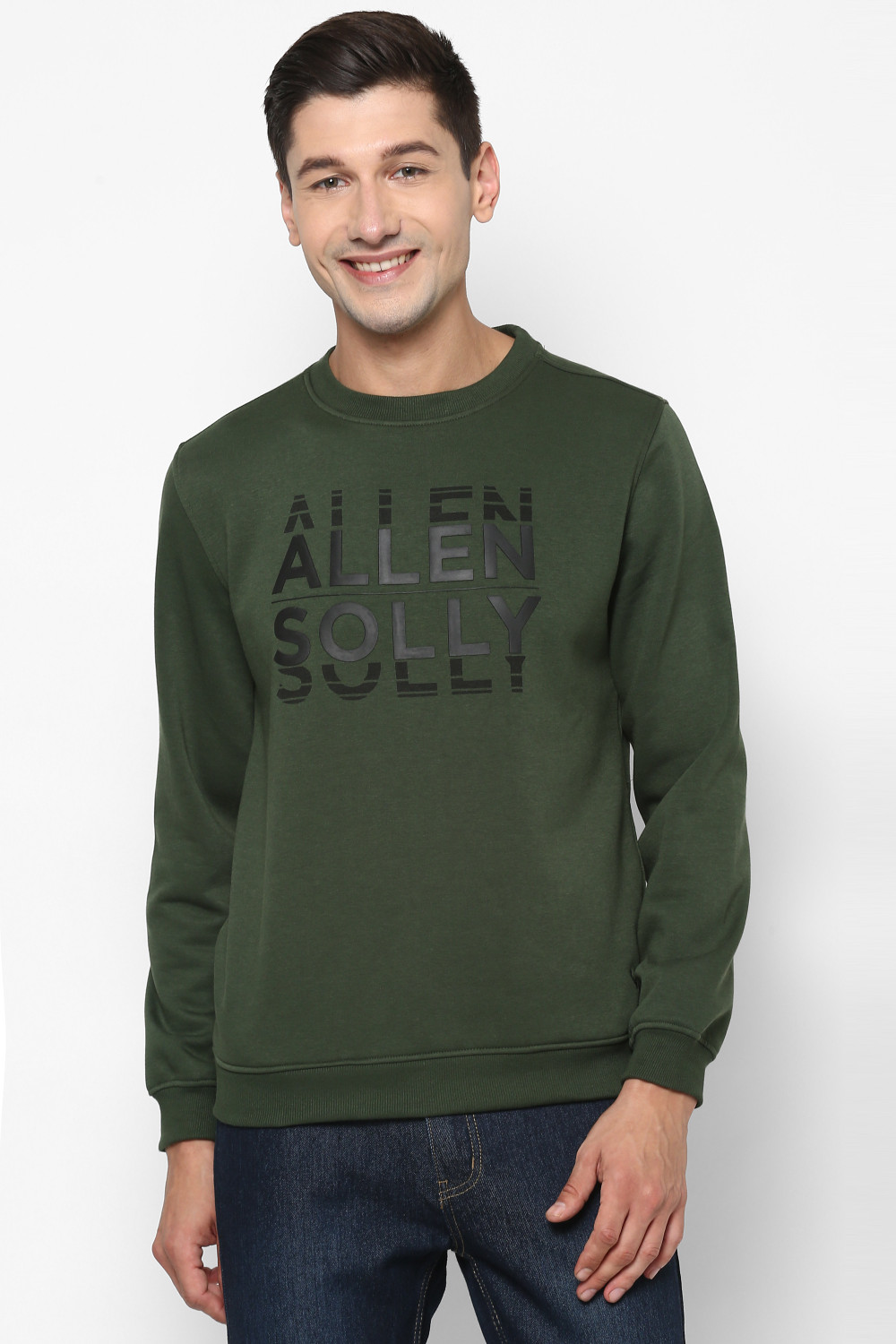 Image of Allen Solly Men Full Sleeve Solid Hooded Sweatshirt