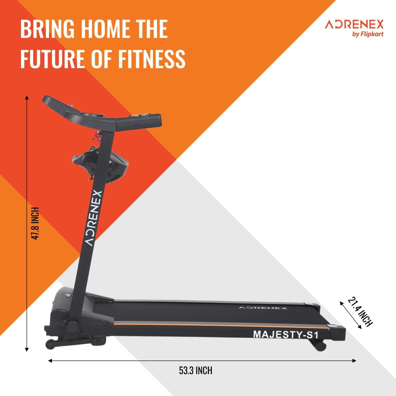 Image of Adrenex by Flipkart Majesty S1 Treadmill with Massager,2HP Peak Multipurpose Motorized Treadmill for Home Gym Running Exercise Treadmill (Max Weight:100 kg)